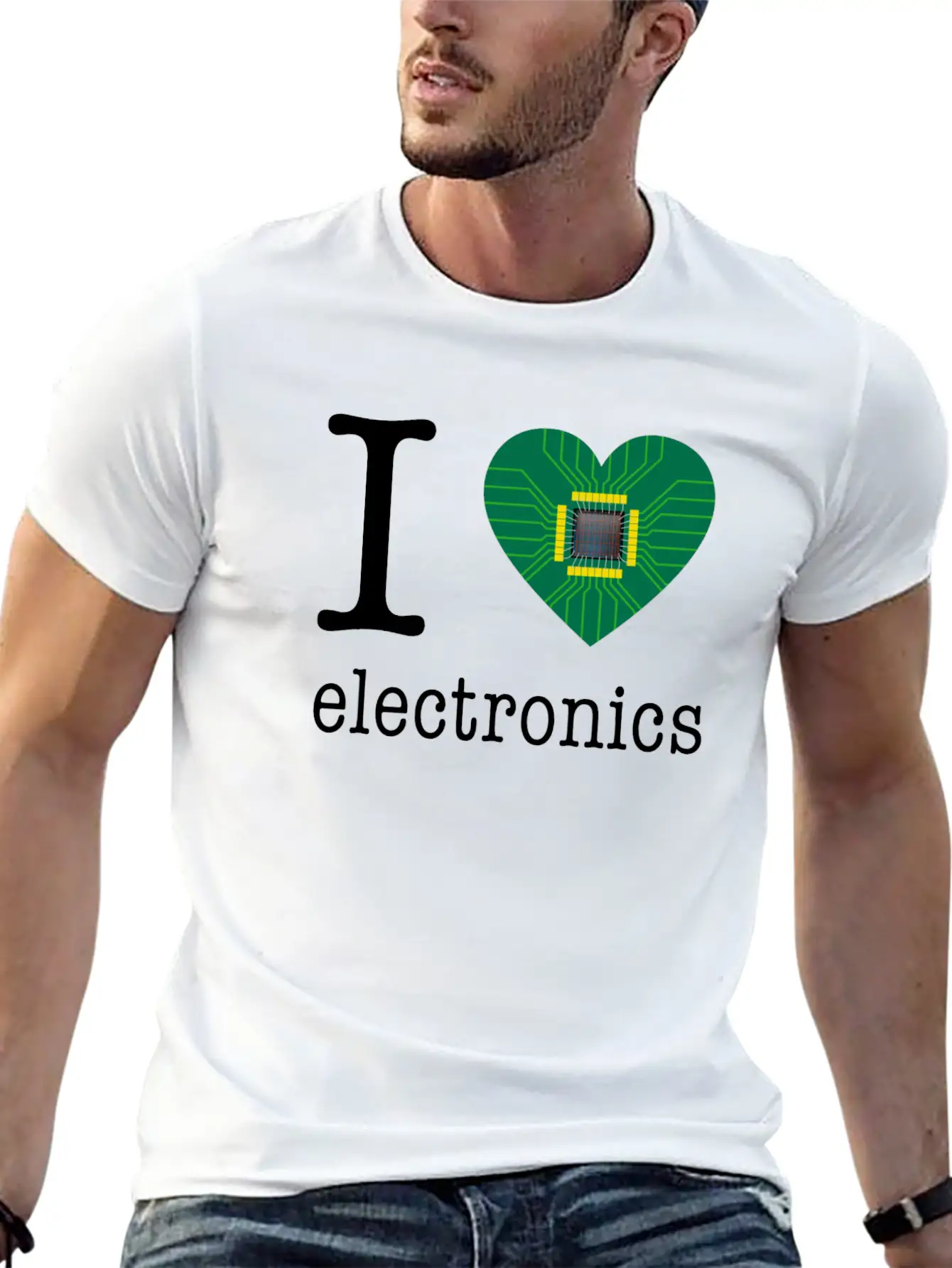 I Love Electronics / Gift Idea Unisex Short Sleeve Soft Cotton T-Shirt – Casual Everyday Wear
