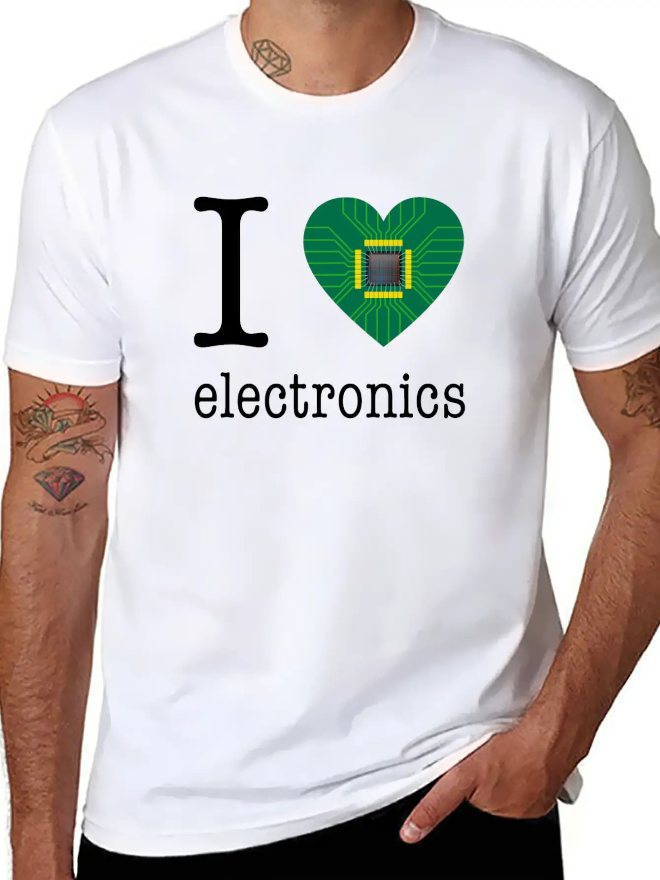 I Love Electronics / Gift Idea Unisex Short Sleeve Soft Cotton T-Shirt – Casual Everyday Wear