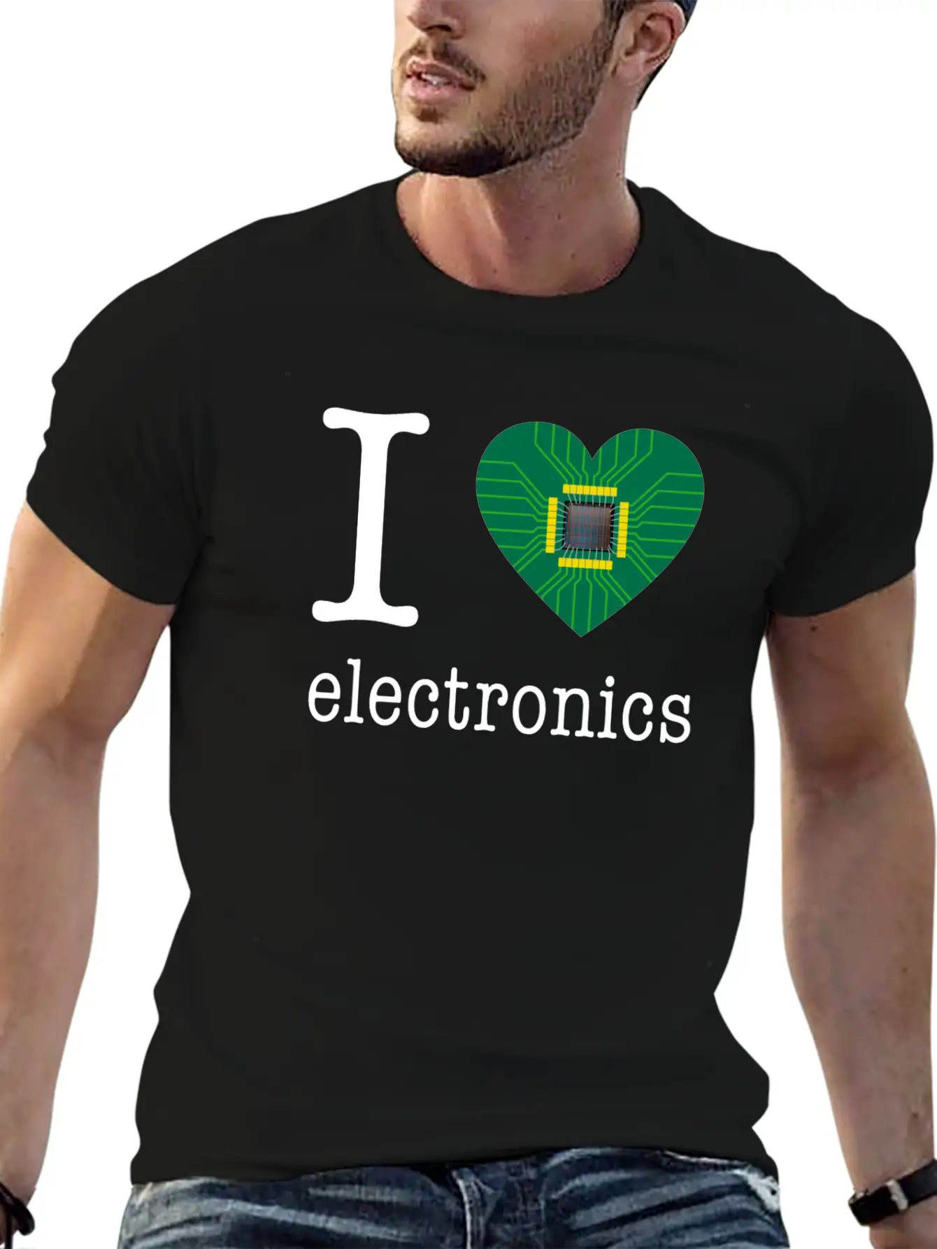 I Love Electronics / Gift Idea Unisex Short Sleeve Soft Cotton T-Shirt – Casual Everyday Wear