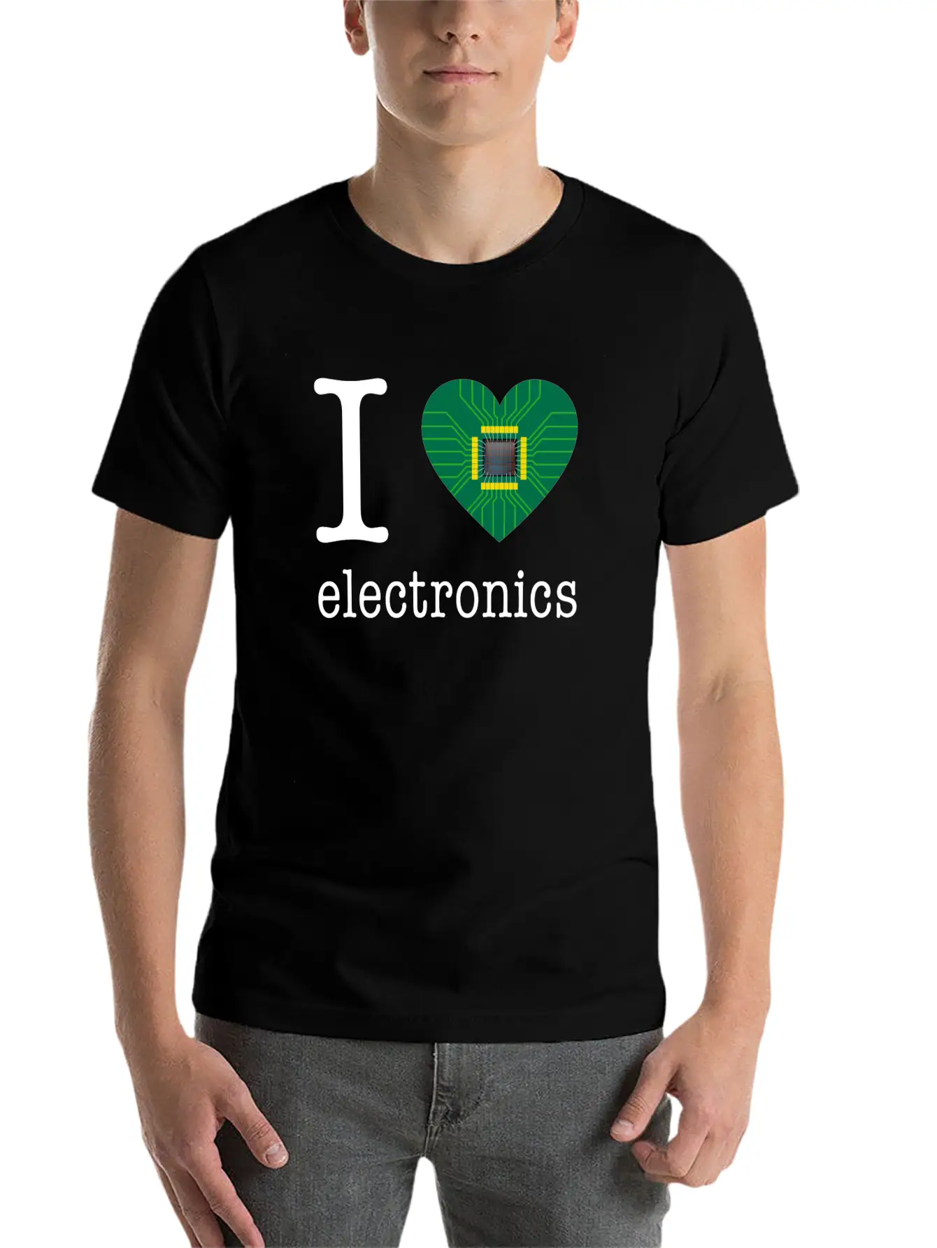 I Love Electronics / Gift Idea Unisex Short Sleeve Soft Cotton T-Shirt – Casual Everyday Wear
