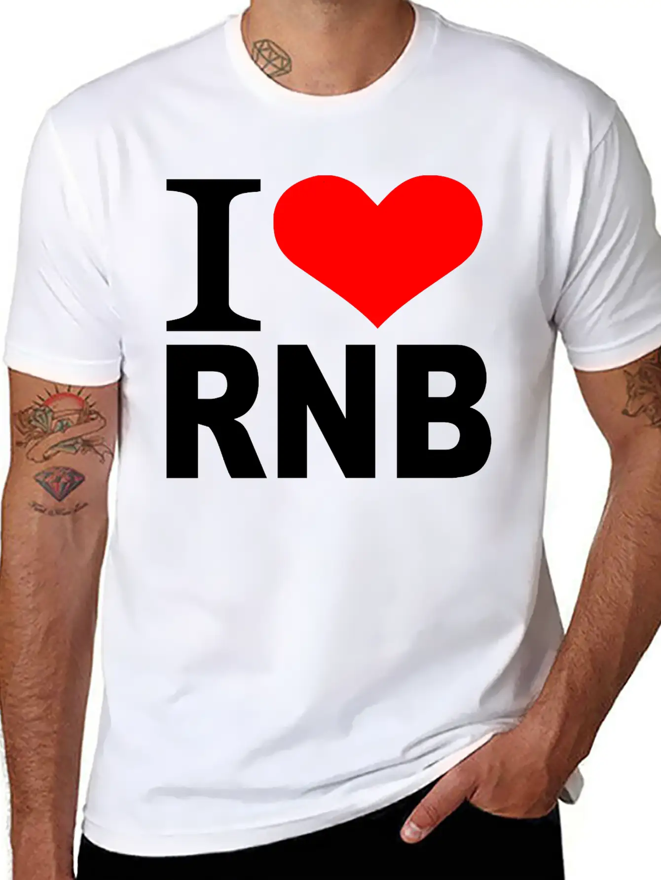 I Love - Heart RnB - R & B Timeless Short Sleeve Tee – Comfy And Minimalist Design