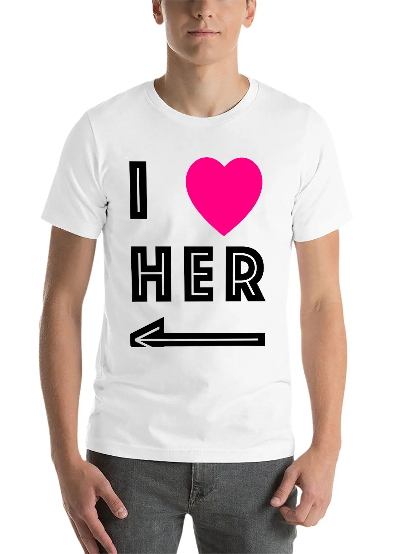 I Love Her Unisex Short Sleeve Soft Cotton T-Shirt – Casual Everyday Wear