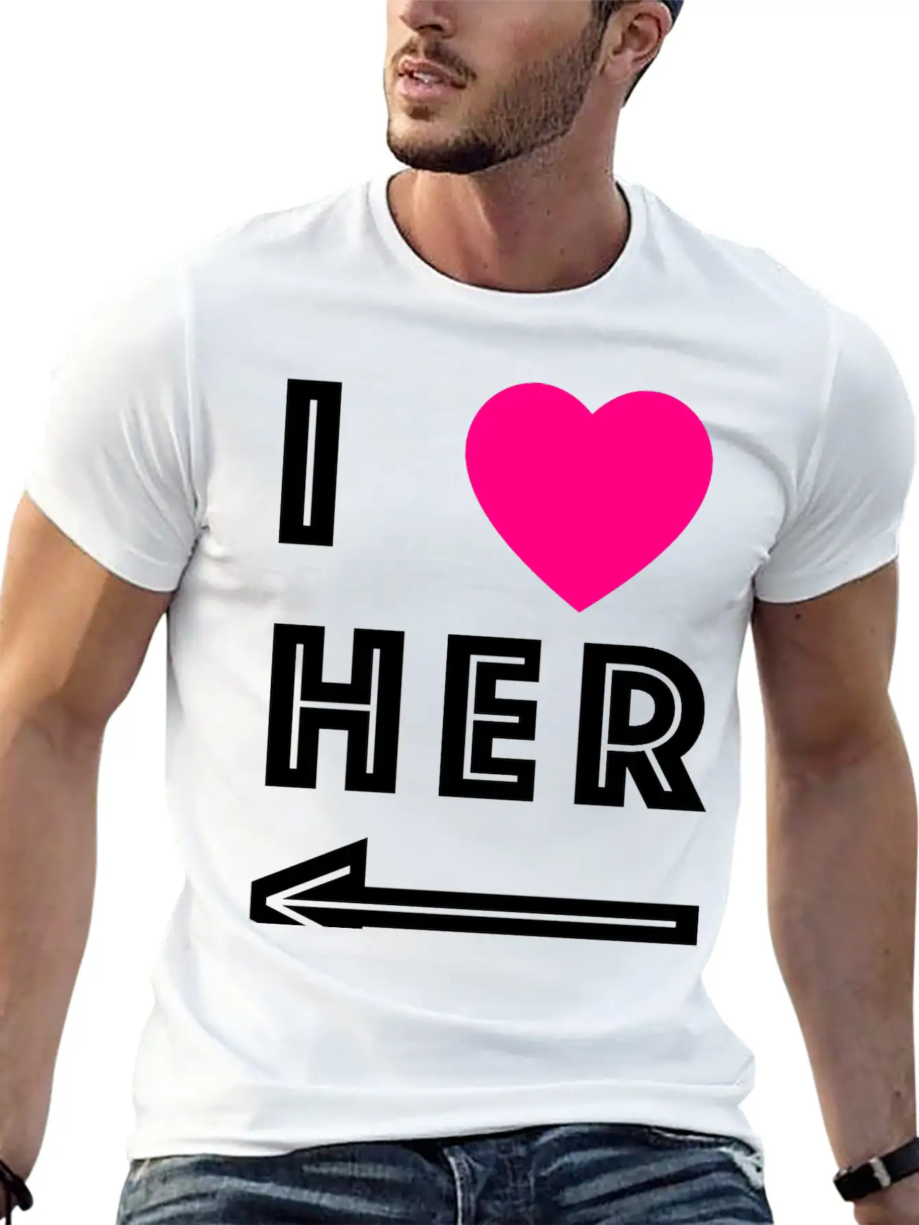 I Love Her Unisex Short Sleeve Soft Cotton T-Shirt – Casual Everyday Wear