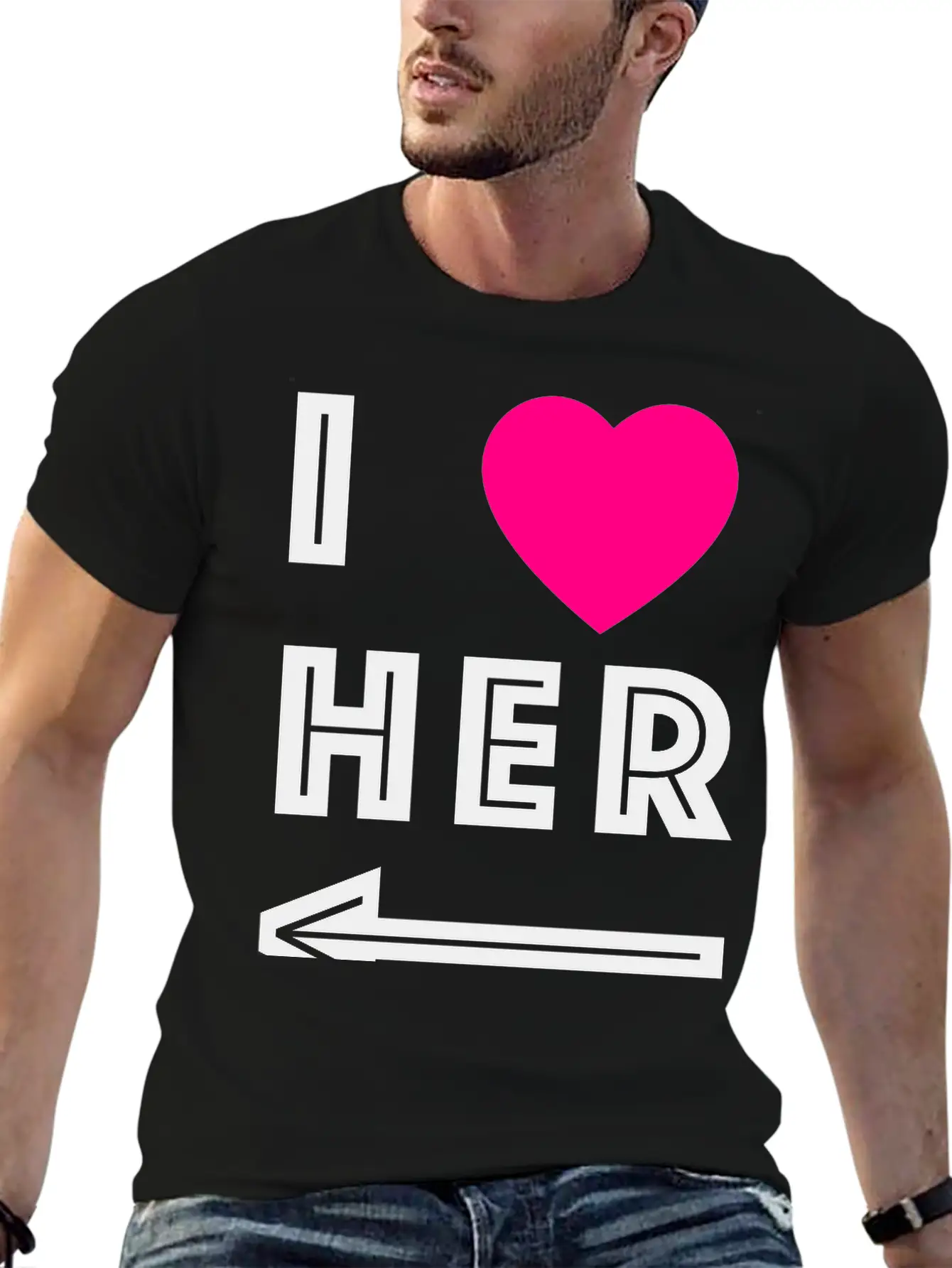 I Love Her Unisex Short Sleeve Soft Cotton T-Shirt – Casual Everyday Wear