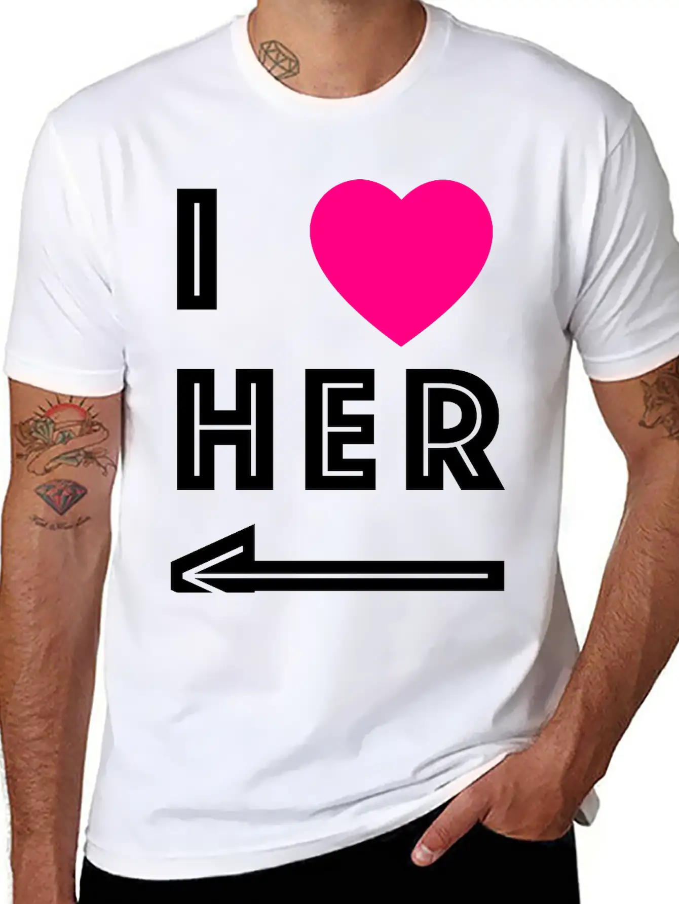 I Love Her Unisex Short Sleeve Soft Cotton T-Shirt – Casual Everyday Wear
