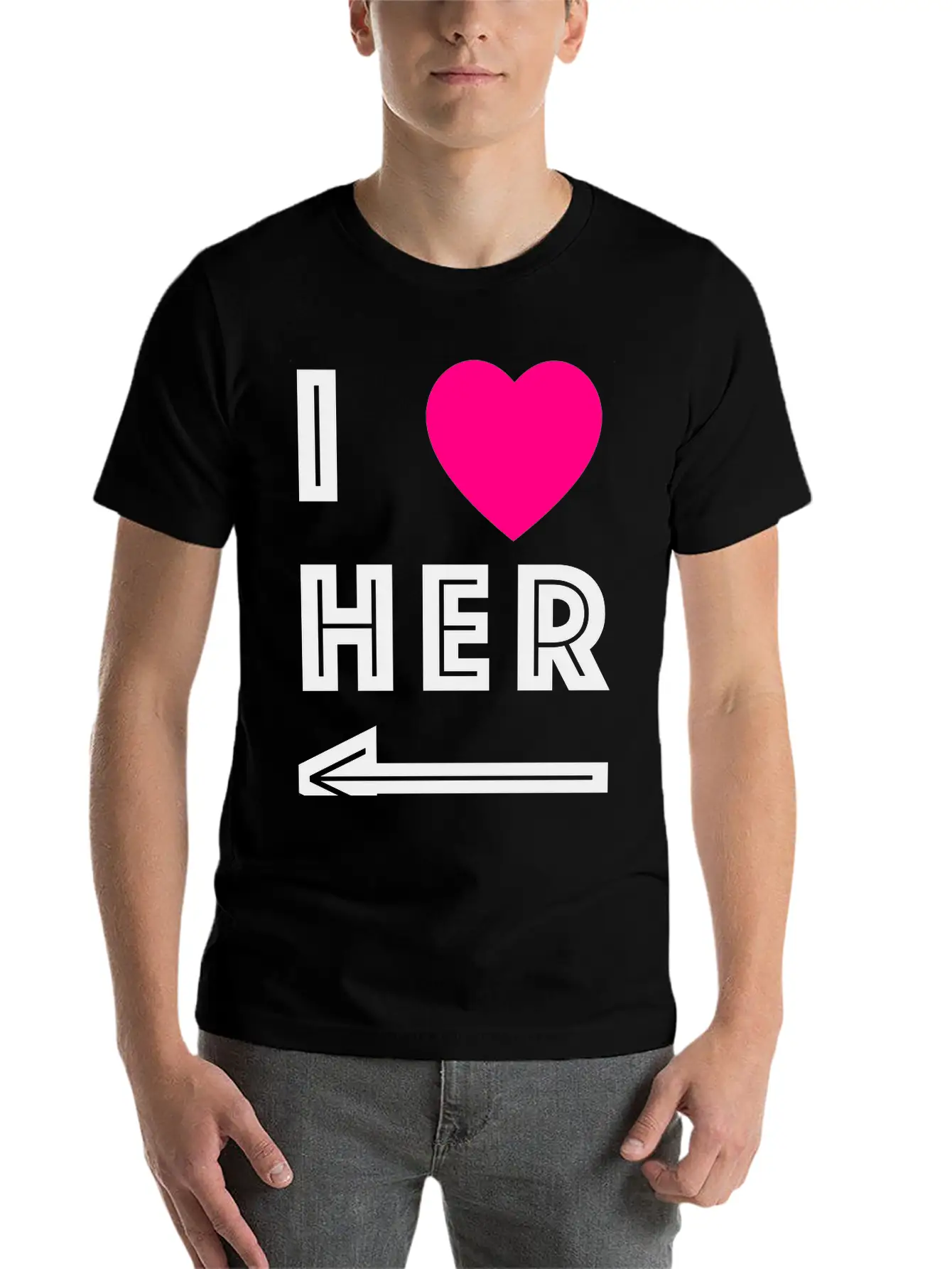 I Love Her Unisex Short Sleeve Soft Cotton T-Shirt – Casual Everyday Wear