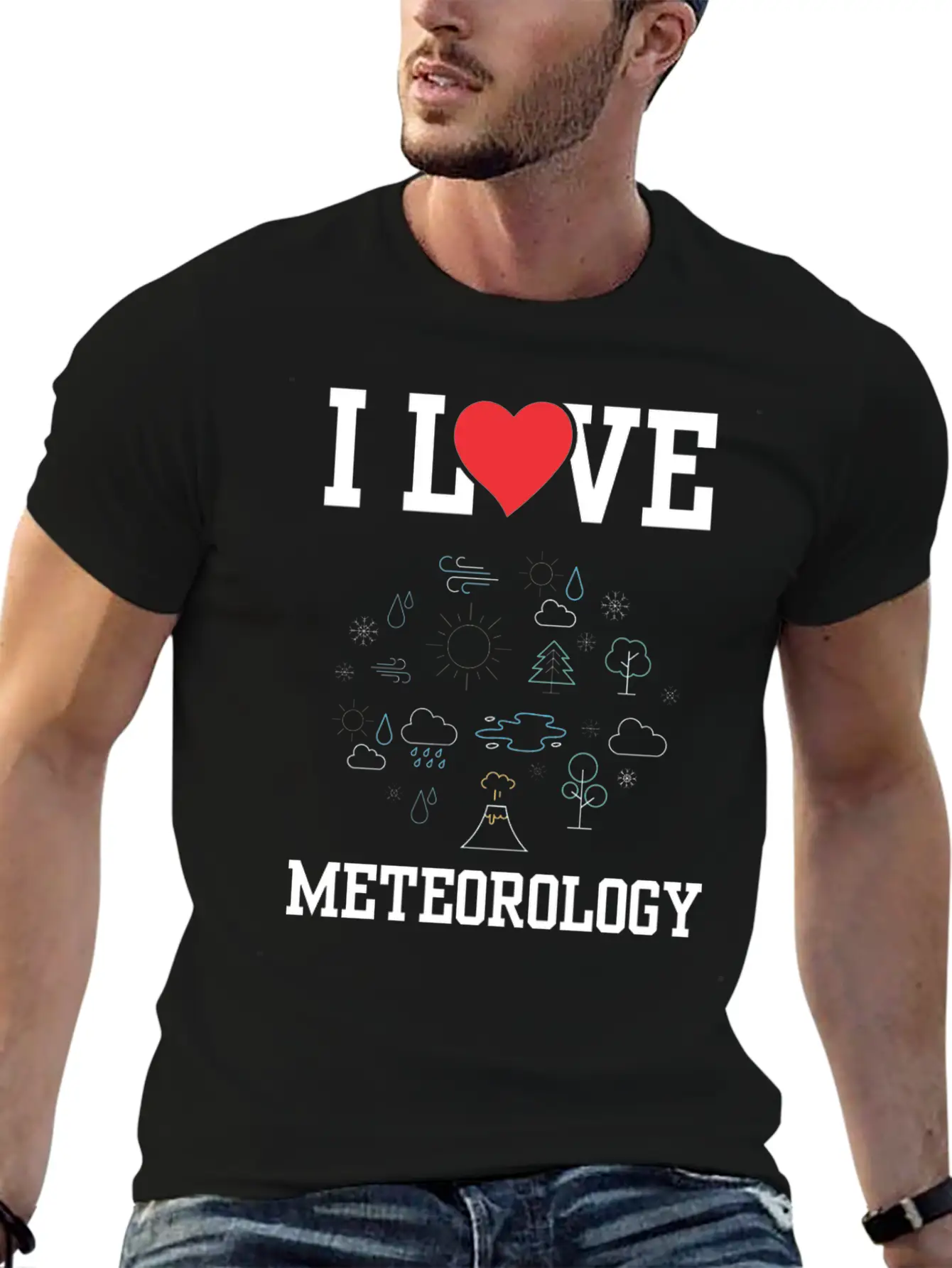 I Love Meteorology Meteorologist Job Weather Stylish Everyday T-Shirt – Unisex Basic Cotton Tee