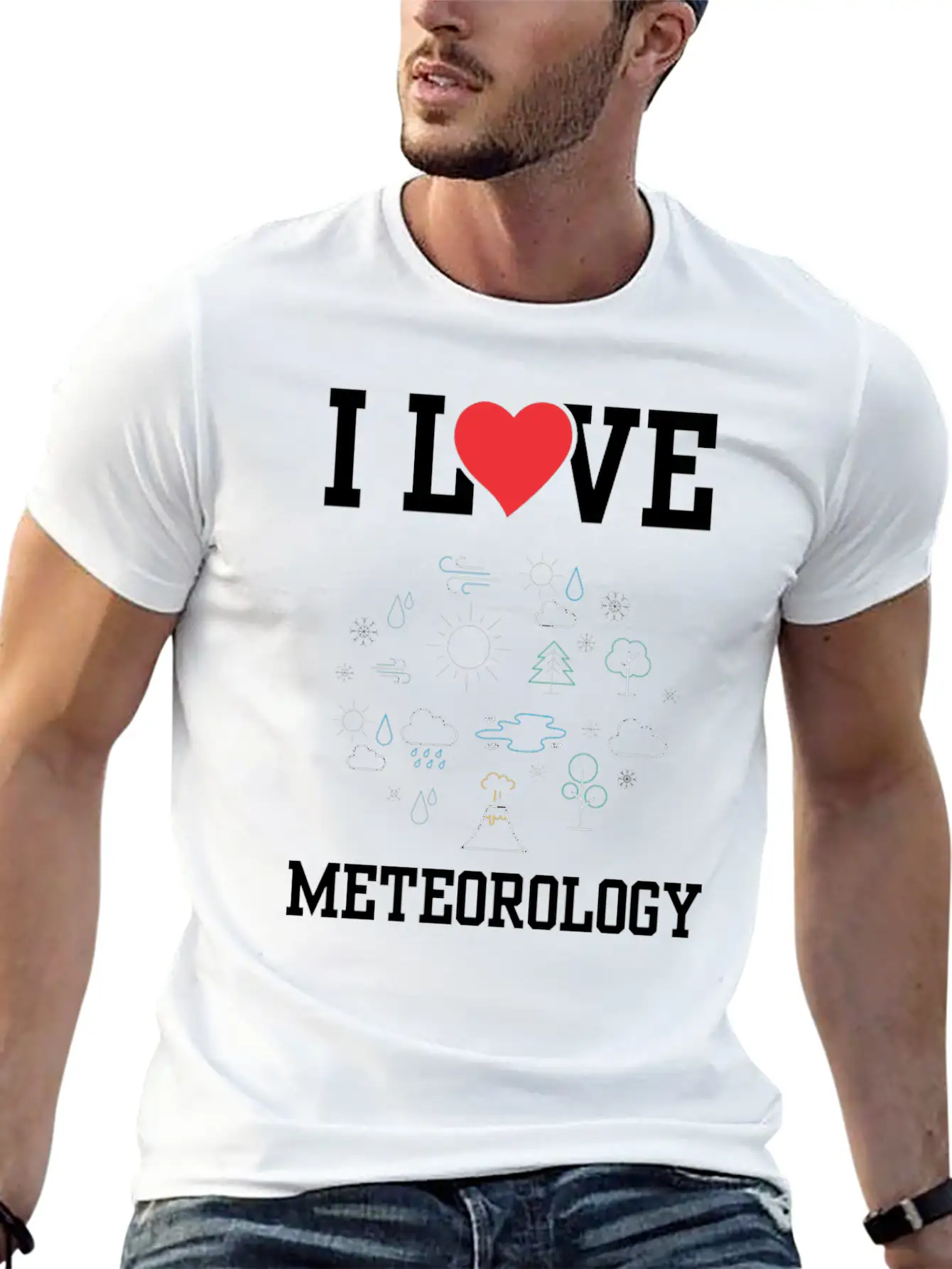 I Love Meteorology Meteorologist Job Weather Stylish Everyday T-Shirt – Unisex Basic Cotton Tee