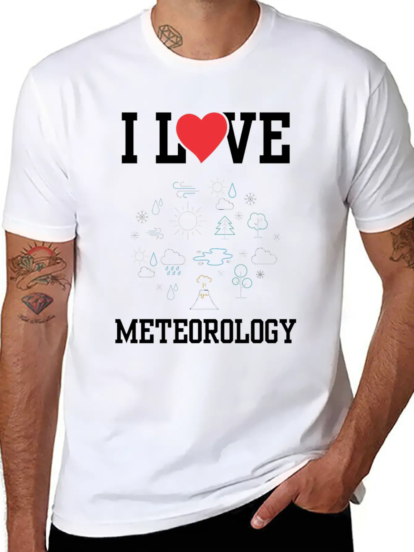I Love Meteorology Meteorologist Job Weather Stylish Everyday T-Shirt – Unisex Basic Cotton Tee