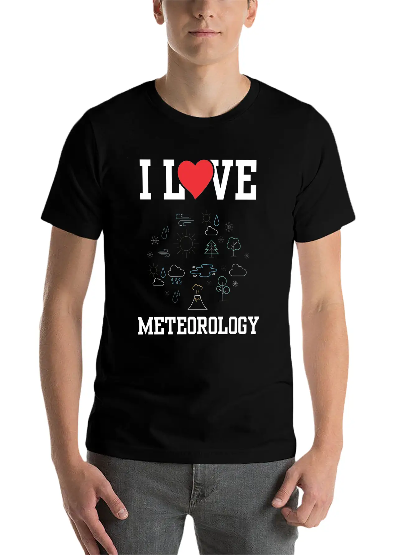 I Love Meteorology Meteorologist Job Weather Stylish Everyday T-Shirt – Unisex Basic Cotton Tee