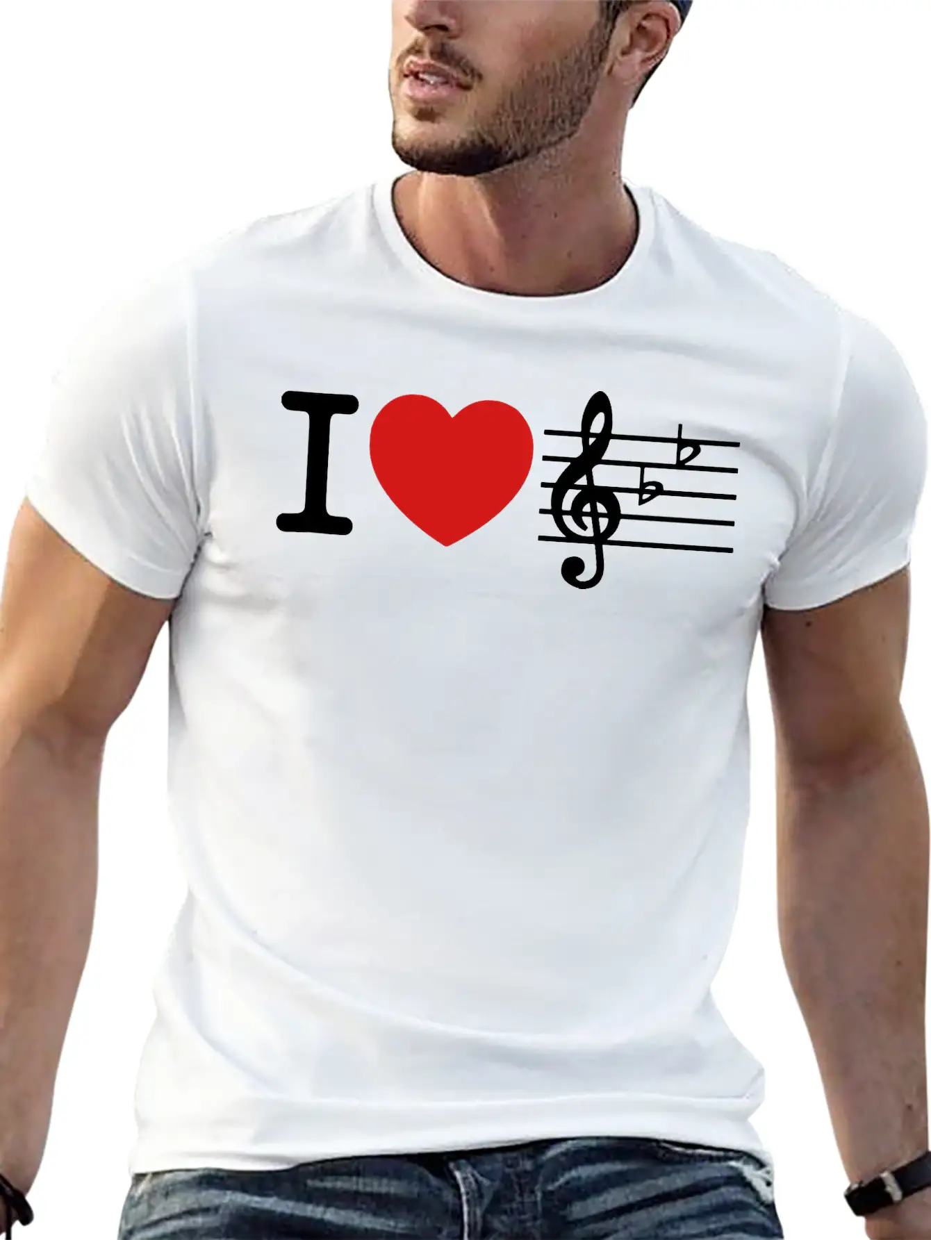 I Love Music Comfortable Minimalist Graphic Tee – Summer Style Essential