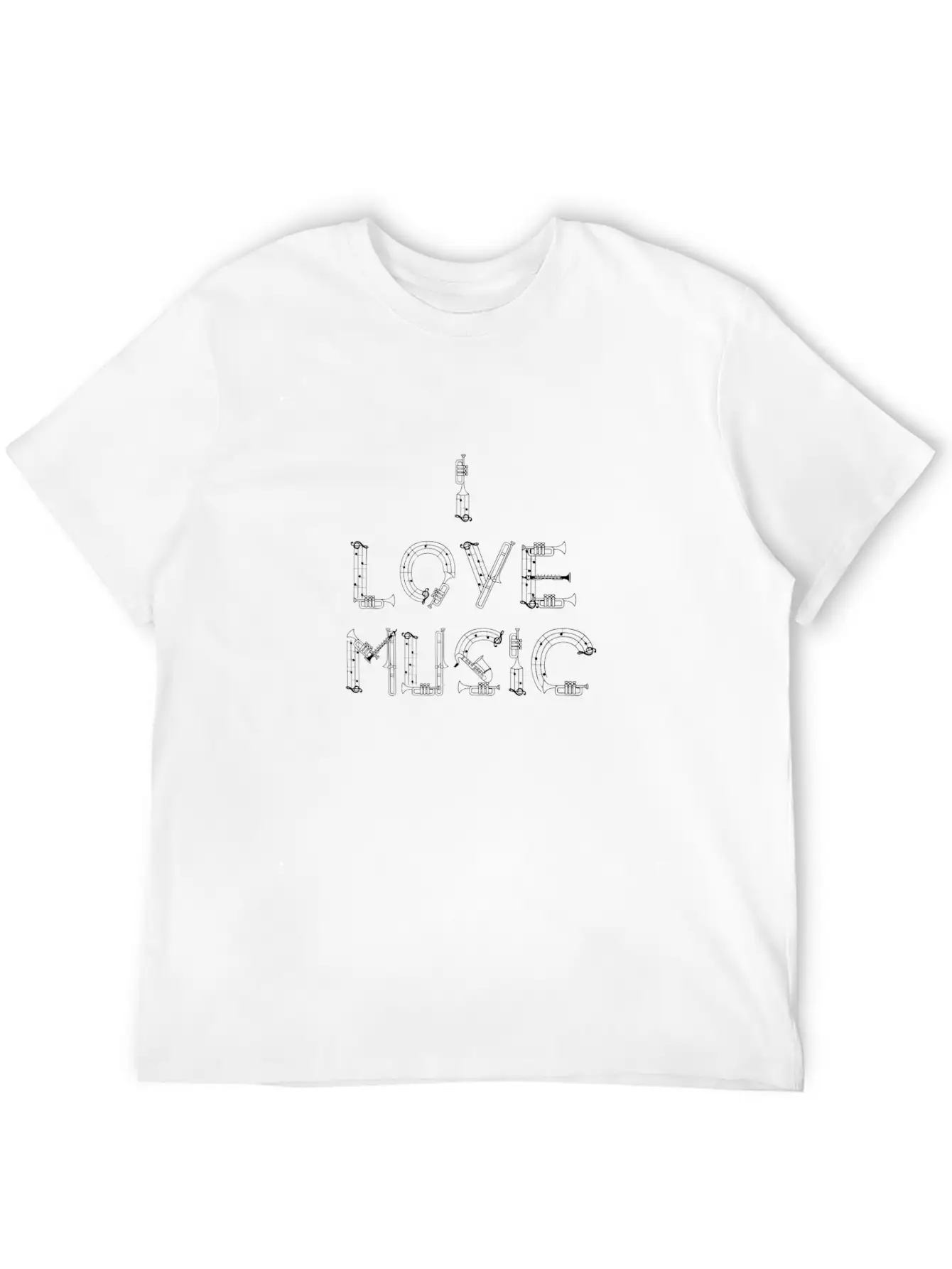 I Love Music Unisex Short Sleeve Soft Cotton T-Shirt – Casual Everyday Wear