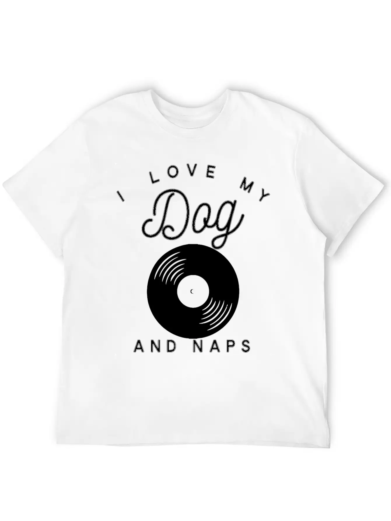 I Love My Dog Vintage Vinyl Album And Naps Stylish Everyday T-Shirt – Unisex Basic Cotton Tee