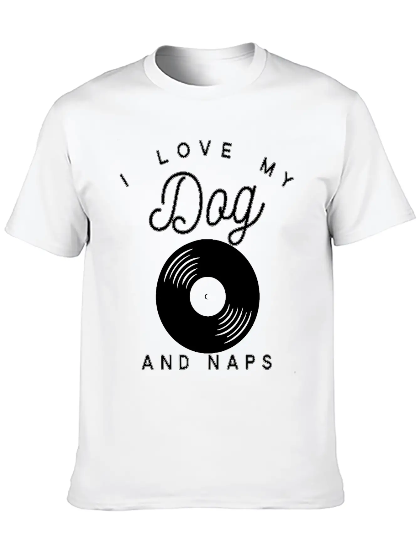 I Love My Dog Vintage Vinyl Album And Naps Stylish Everyday T-Shirt – Unisex Basic Cotton Tee