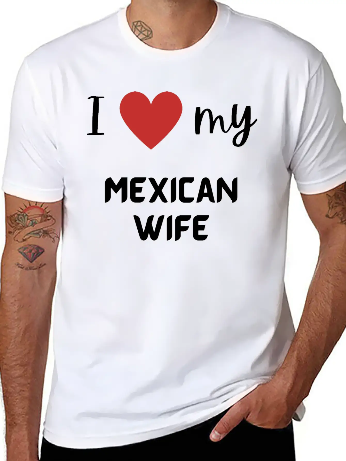 I Love My Mexican Wife Funny Matching Couple Stylish Everyday T-Shirt – Unisex Basic Cotton Tee