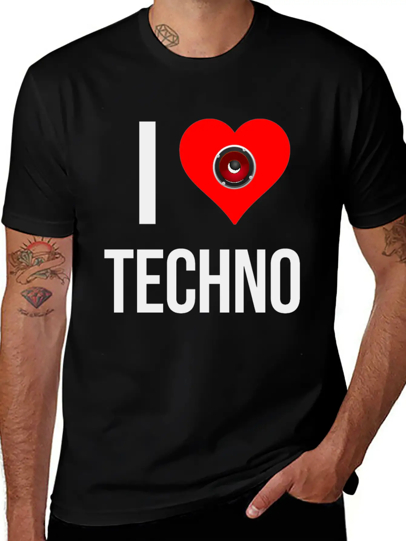 I Love Techno Unisex Short Sleeve Soft Cotton T-Shirt – Casual Everyday Wear
