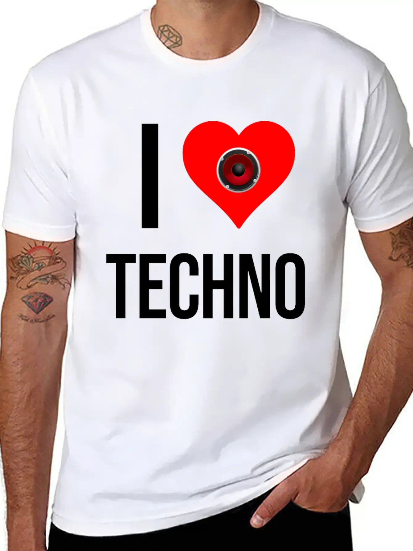 I Love Techno Unisex Short Sleeve Soft Cotton T-Shirt – Casual Everyday Wear
