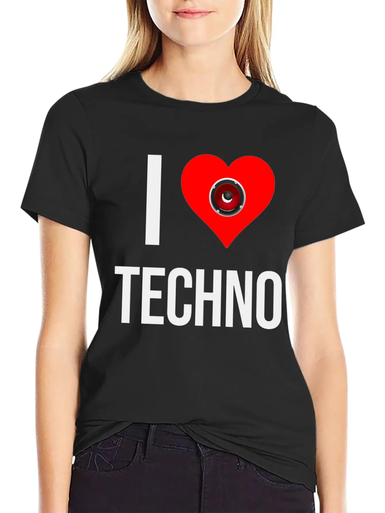 I Love Techno Unisex Short Sleeve Soft Cotton T-Shirt – Casual Everyday Wear