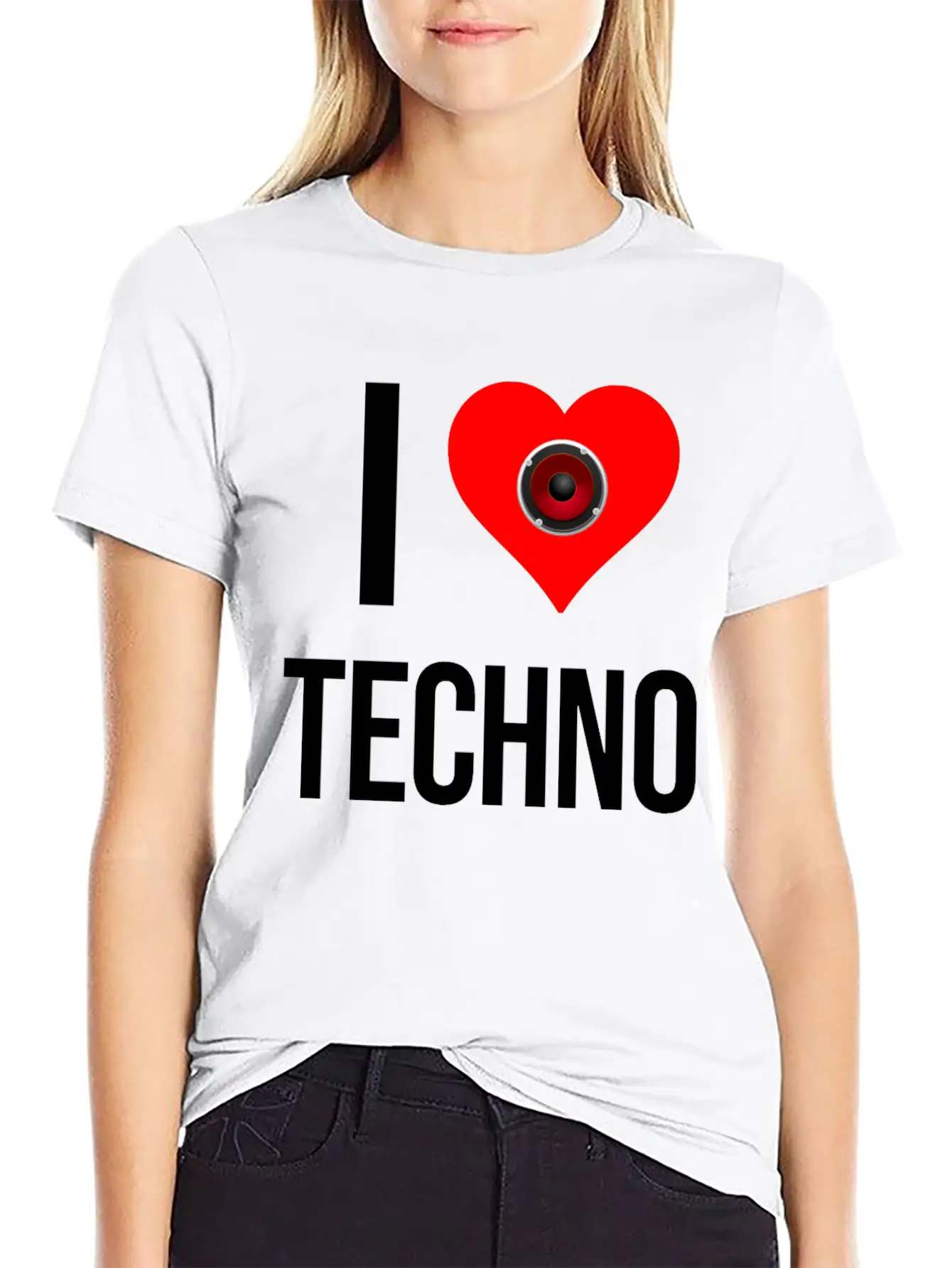 I Love Techno Unisex Short Sleeve Soft Cotton T-Shirt – Casual Everyday Wear