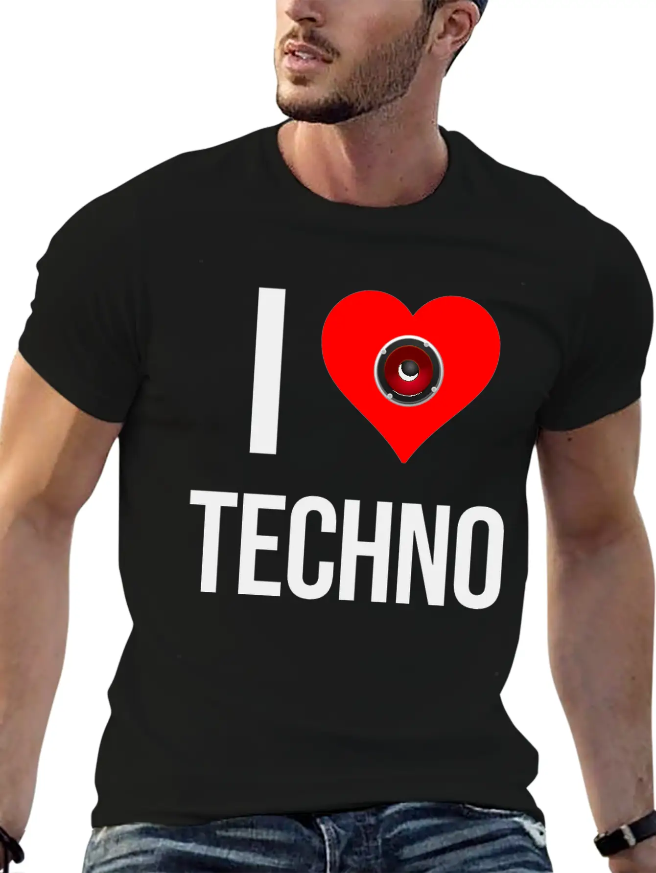 I Love Techno Unisex Short Sleeve Soft Cotton T-Shirt – Casual Everyday Wear