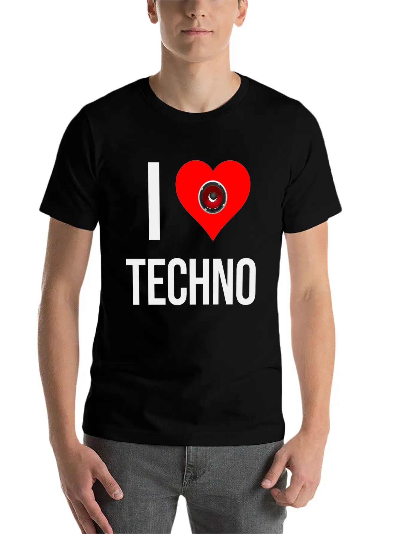 I Love Techno Unisex Short Sleeve Soft Cotton T-Shirt – Casual Everyday Wear