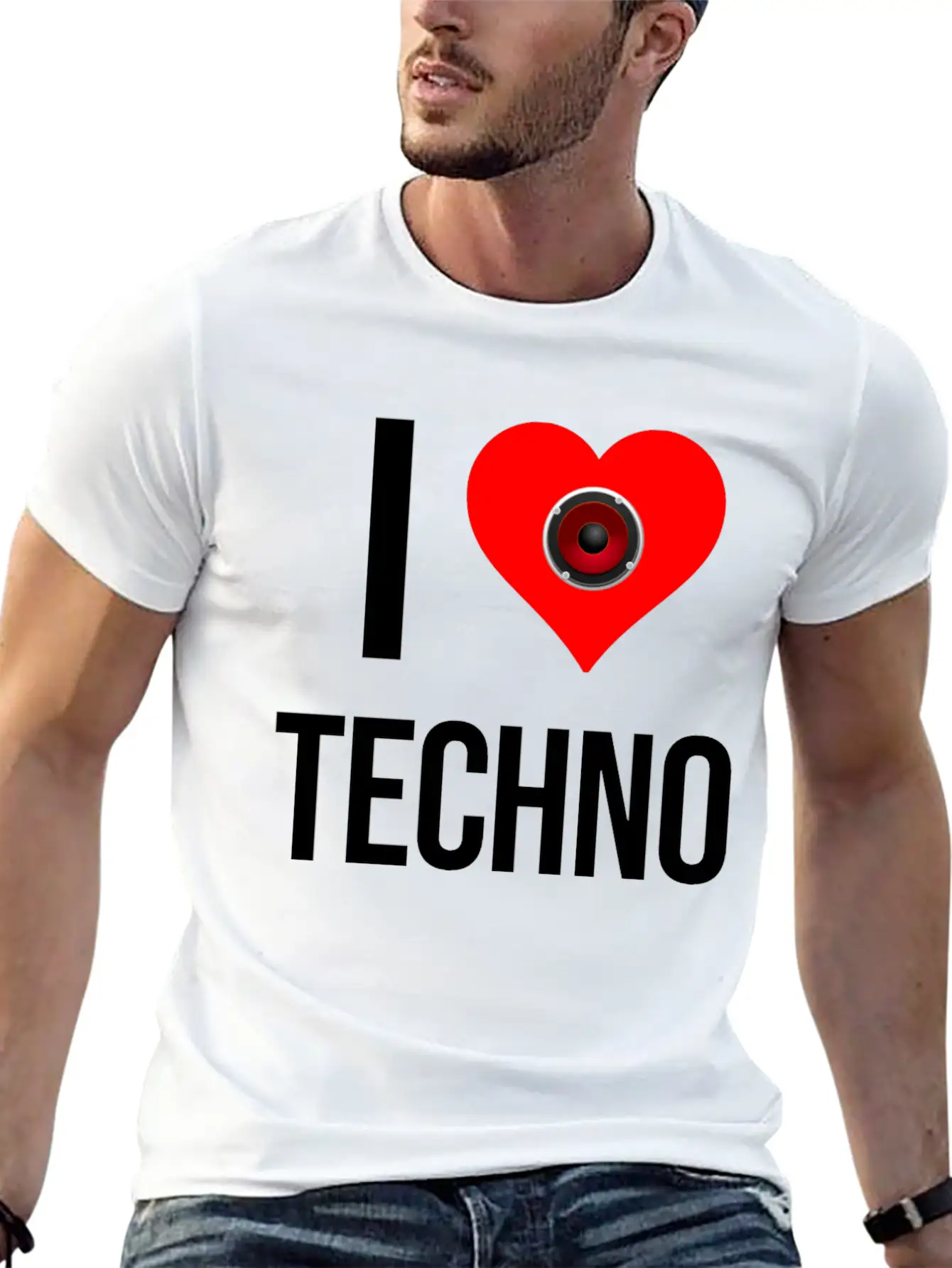 I Love Techno Unisex Short Sleeve Soft Cotton T-Shirt – Casual Everyday Wear