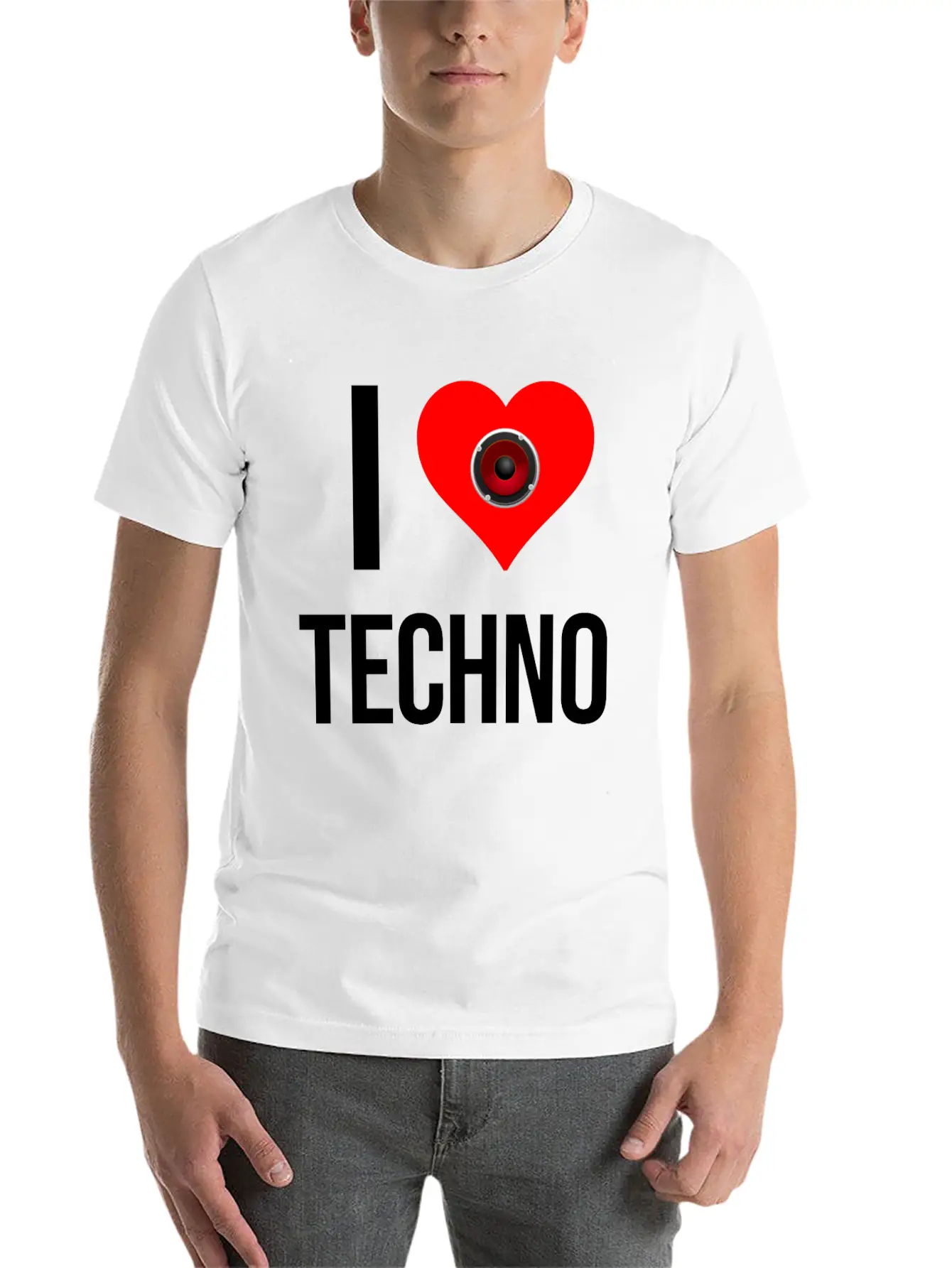 I Love Techno Unisex Short Sleeve Soft Cotton T-Shirt – Casual Everyday Wear
