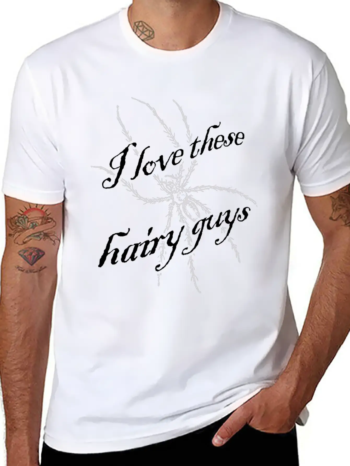 I Love These Hairy Guys Love Spiders Gift Idea Stylish Everyday T-Shirt – Unisex Basic Cotton Tee