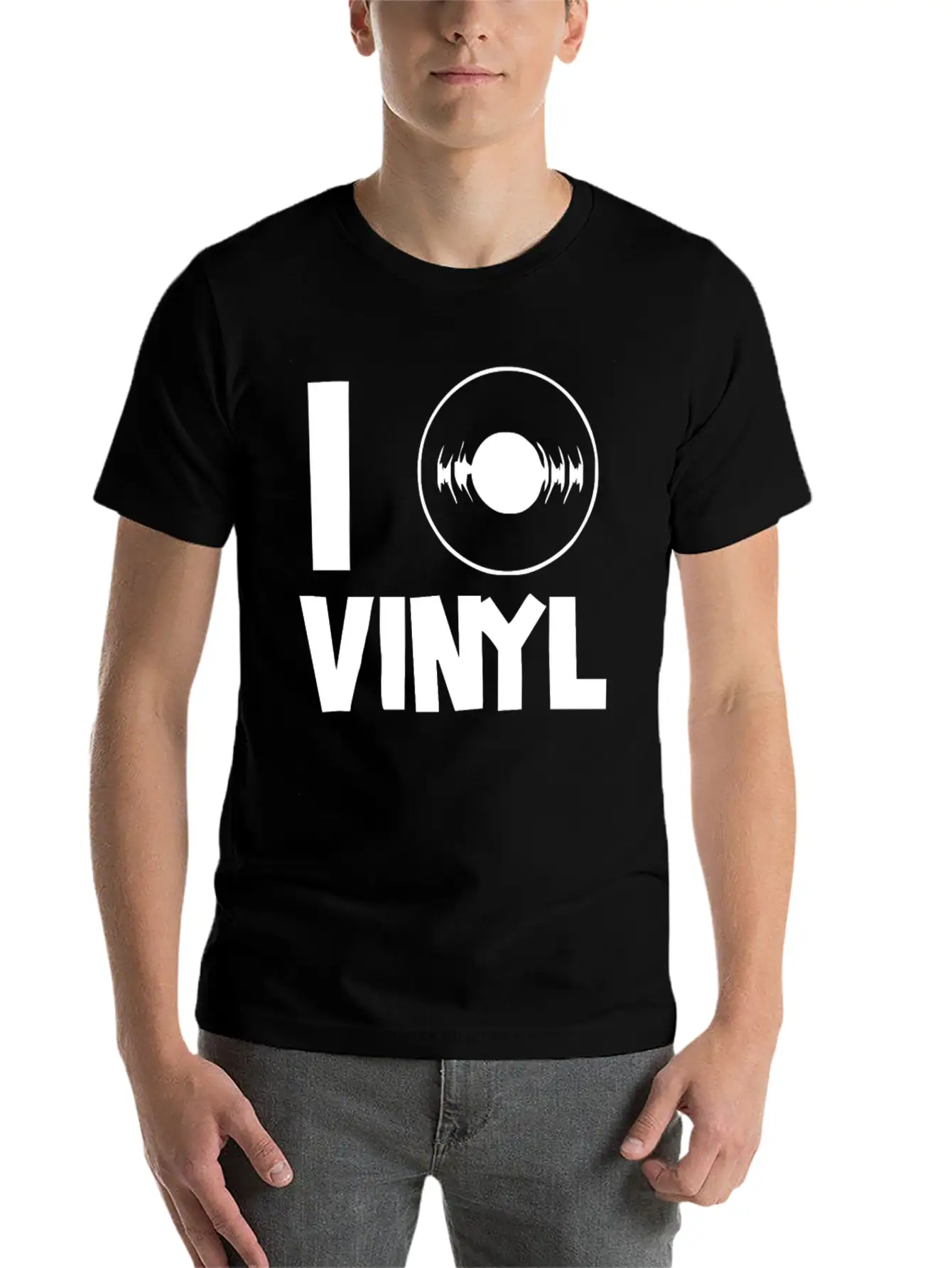 I Love Vinyl Unisex Short Sleeve Soft Cotton T-Shirt – Casual Everyday Wear
