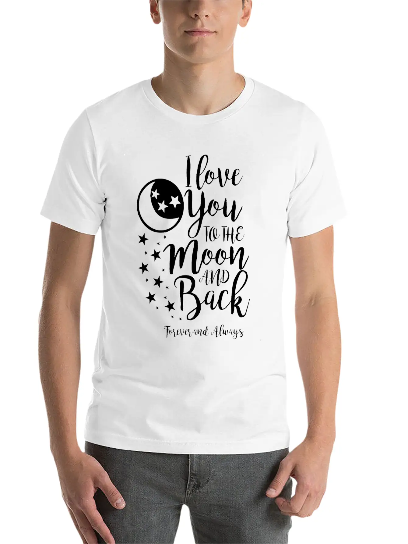 I Love You To The Moon And Back Unisex Short Sleeve Soft Cotton T-Shirt – Casual Everyday Wear