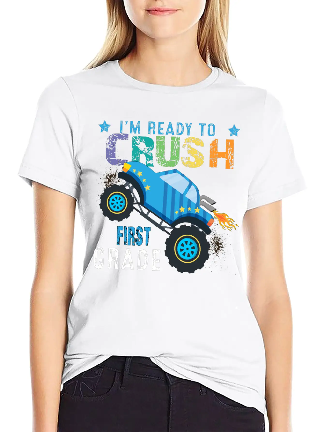 I M Ready To Crush FIRST Grade Monster Truck Comfortable Minimalist Graphic Tee – Summer Style Essential
