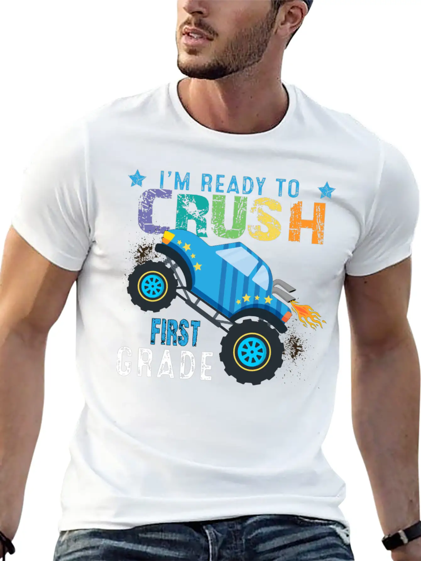 I M Ready To Crush FIRST Grade Monster Truck Comfortable Minimalist Graphic Tee – Summer Style Essential