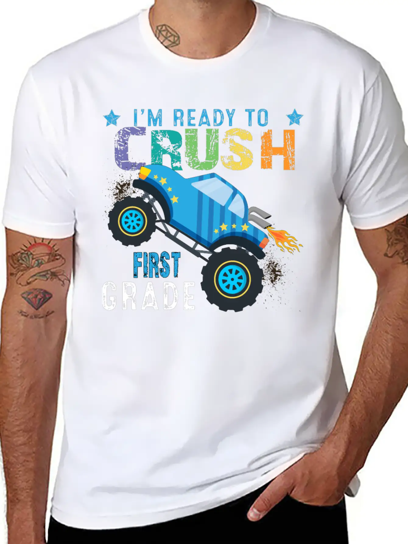 I M Ready To Crush FIRST Grade Monster Truck Comfortable Minimalist Graphic Tee – Summer Style Essential