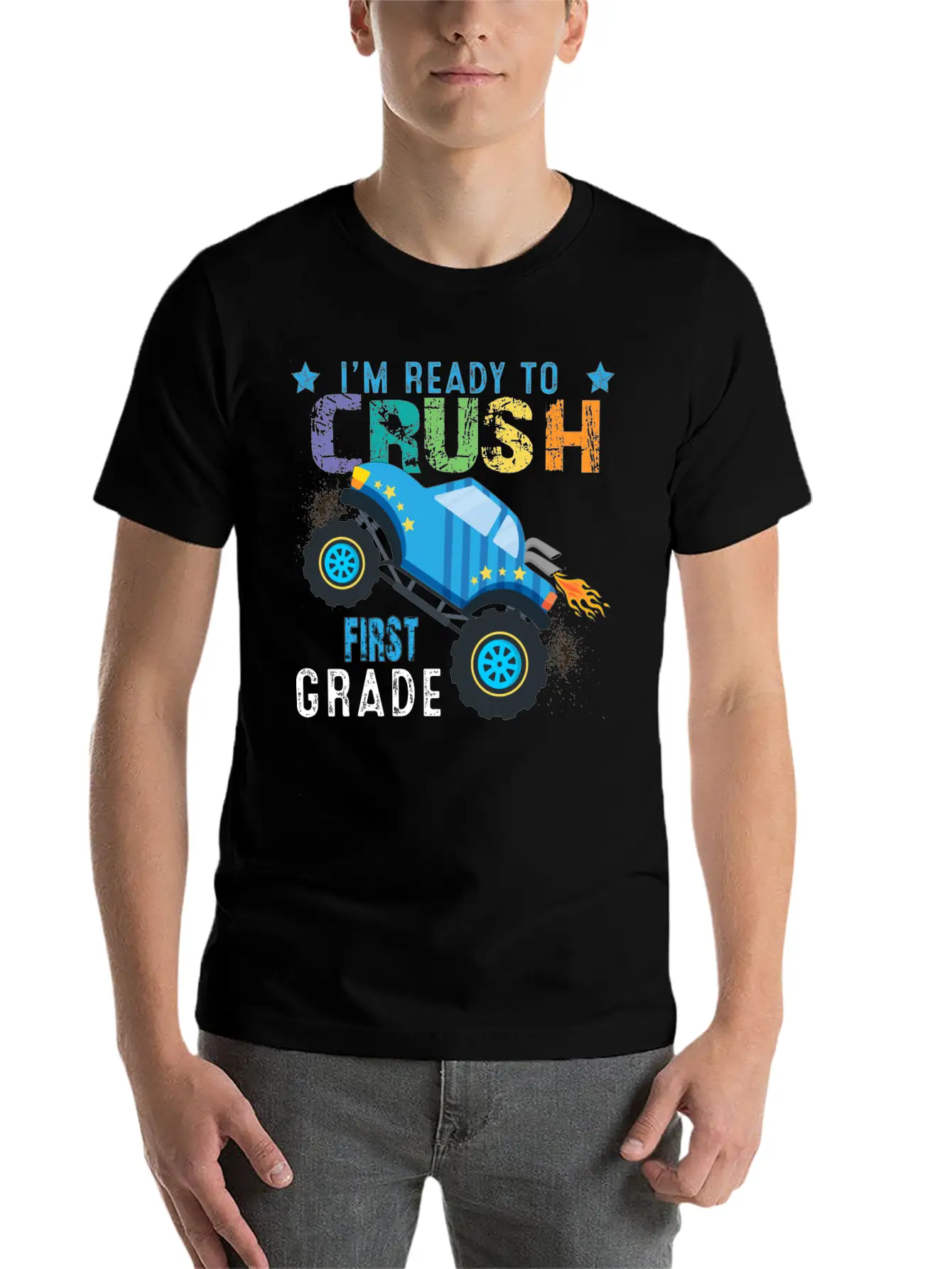 I M Ready To Crush FIRST Grade Monster Truck Comfortable Minimalist Graphic Tee – Summer Style Essential