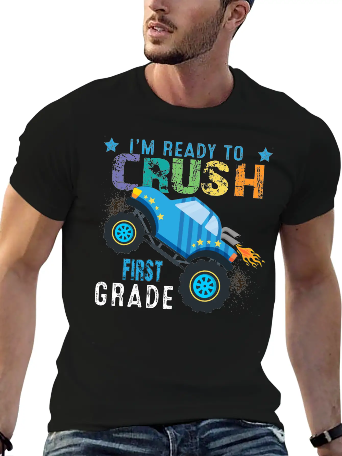 I M Ready To Crush FIRST Grade Monster Truck Comfortable Minimalist Graphic Tee – Summer Style Essential