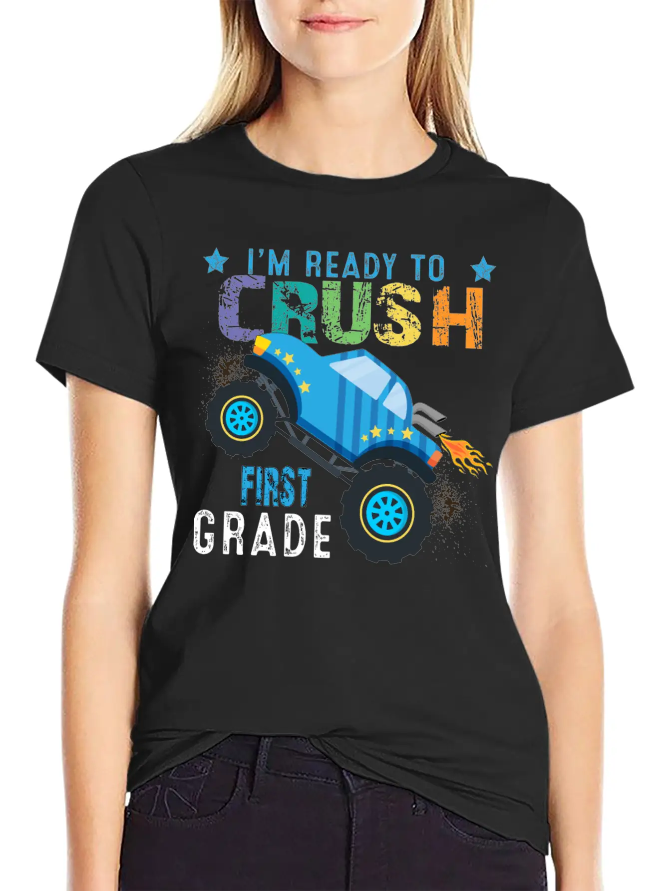 I M Ready To Crush FIRST Grade Monster Truck Comfortable Minimalist Graphic Tee – Summer Style Essential