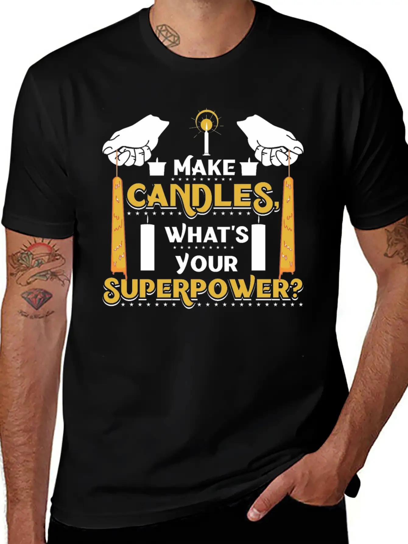 I Make Candles, What's Your Superpower? Unisex Short Sleeve Soft Cotton T-Shirt – Casual Everyday Wear