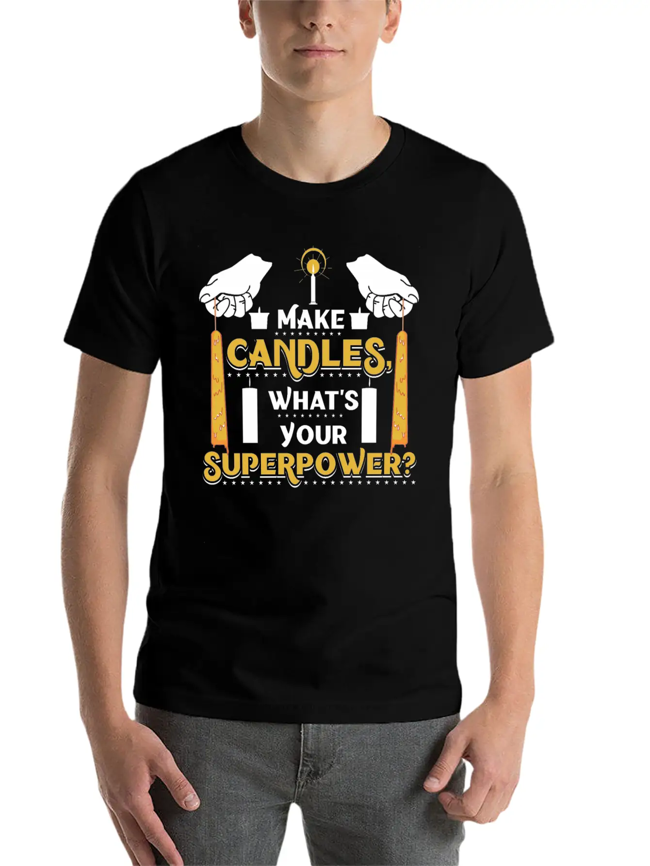 I Make Candles, What's Your Superpower? Unisex Short Sleeve Soft Cotton T-Shirt – Casual Everyday Wear