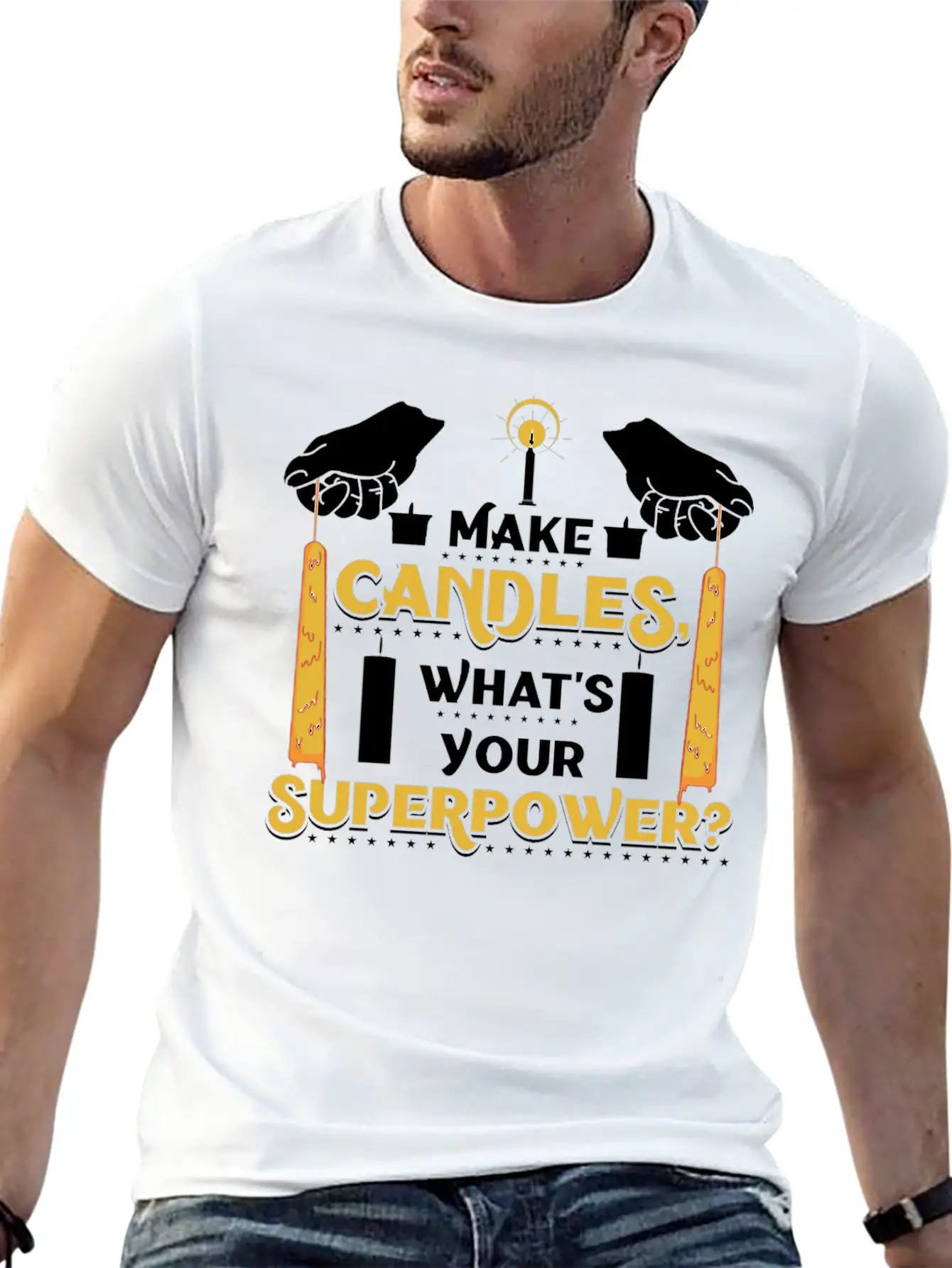I Make Candles, What's Your Superpower? Unisex Short Sleeve Soft Cotton T-Shirt – Casual Everyday Wear