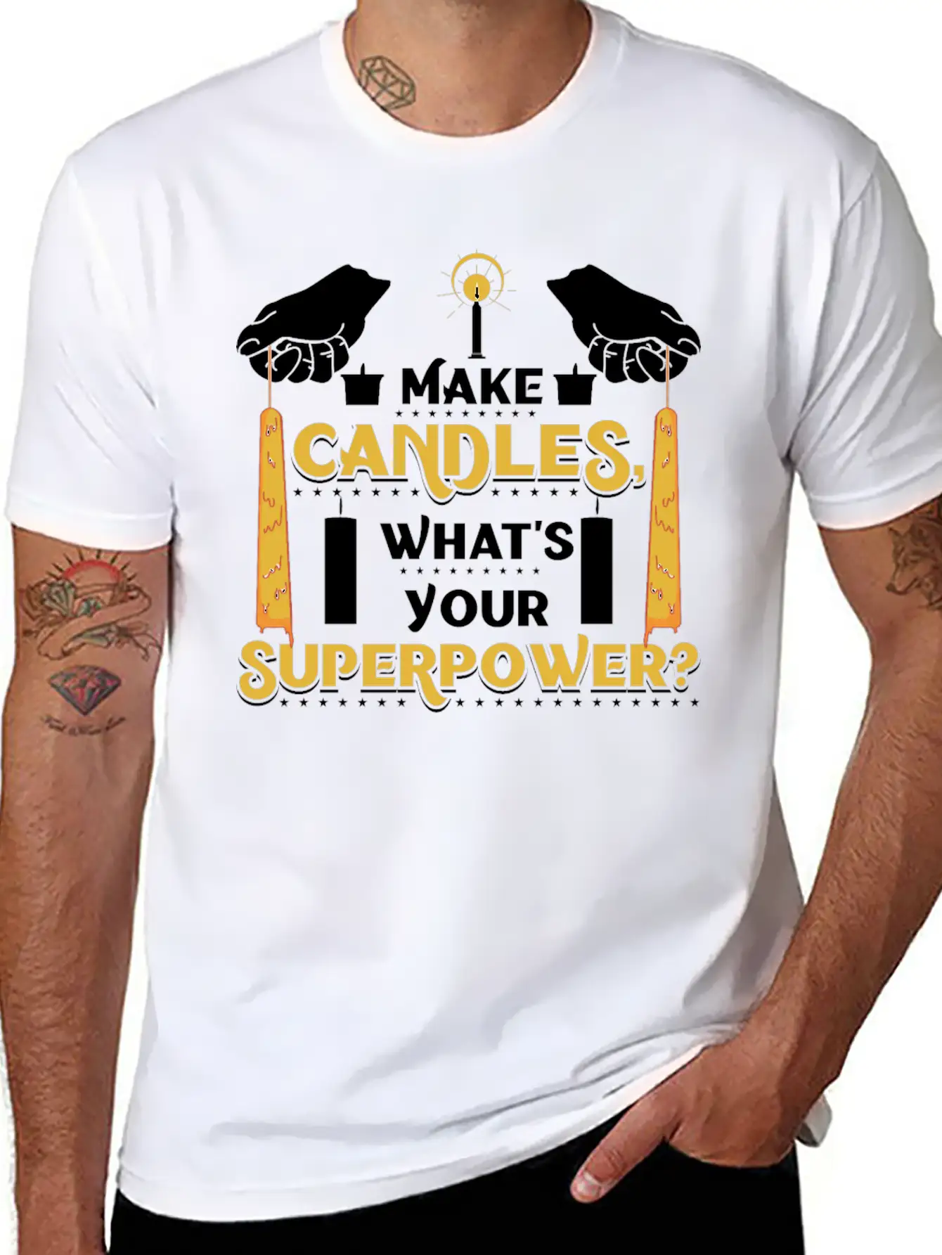 I Make Candles, What's Your Superpower? Unisex Short Sleeve Soft Cotton T-Shirt – Casual Everyday Wear