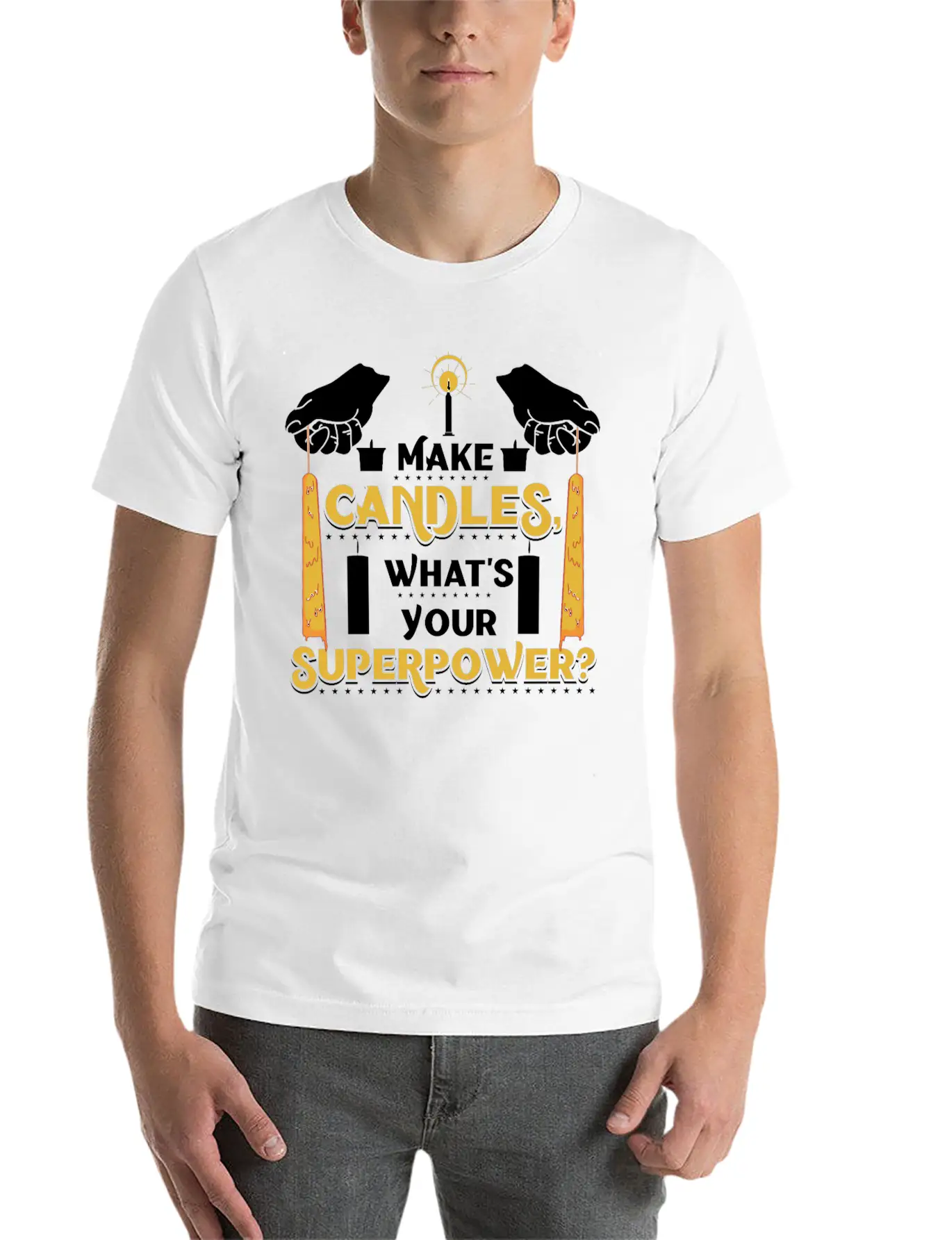 I Make Candles, What's Your Superpower? Unisex Short Sleeve Soft Cotton T-Shirt – Casual Everyday Wear
