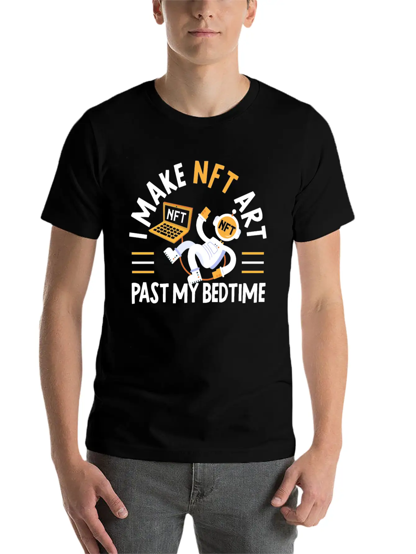 I Make NFT Art Past My Bedtime Non-Fungible Token Unisex Short Sleeve Soft Cotton T-Shirt – Casual Everyday Wear