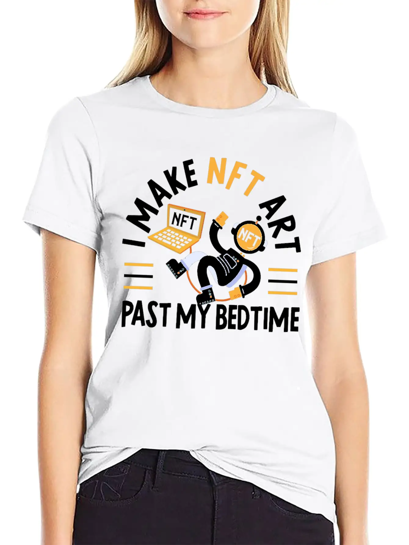 I Make NFT Art Past My Bedtime Non-Fungible Token Unisex Short Sleeve Soft Cotton T-Shirt – Casual Everyday Wear