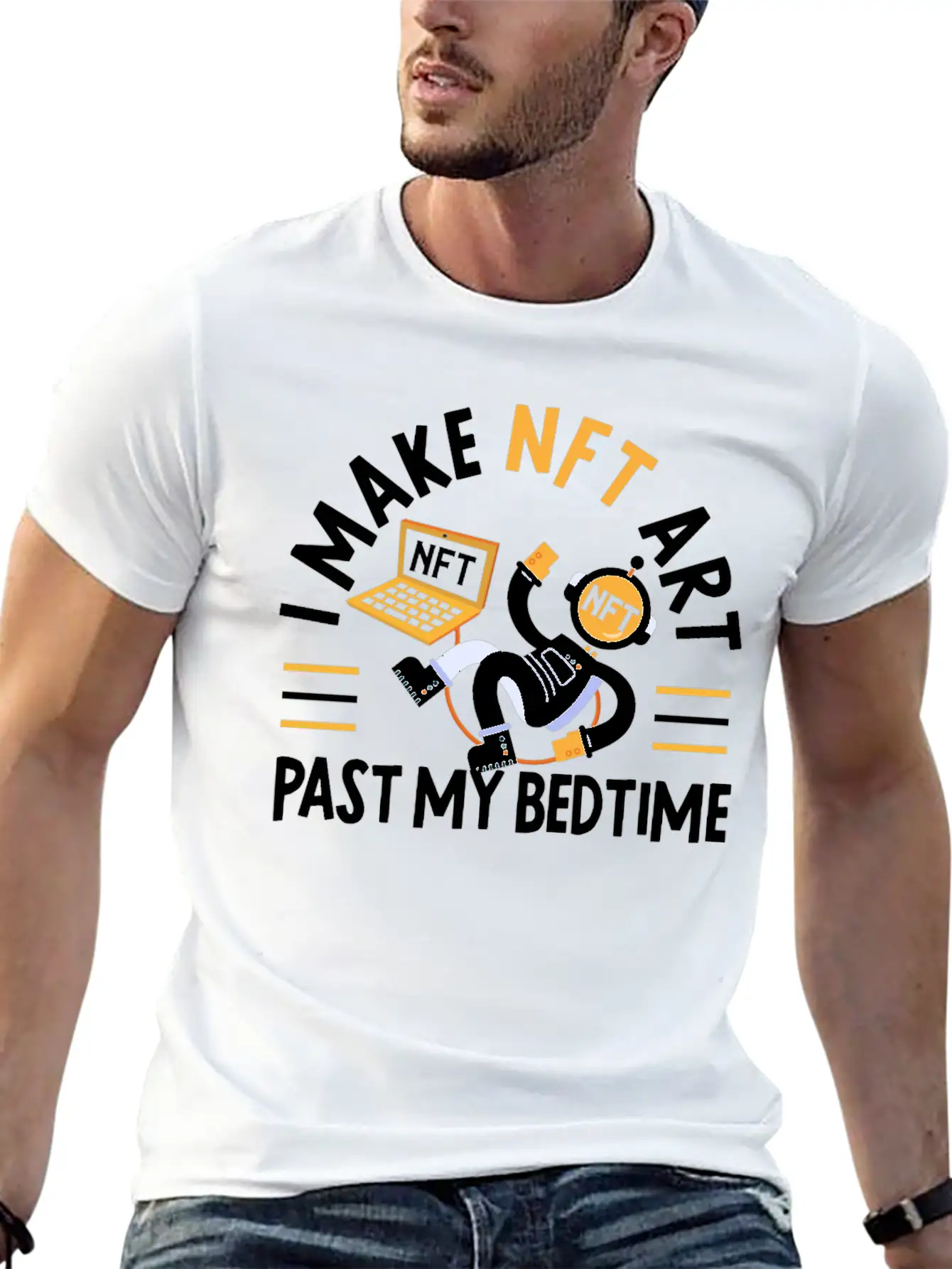 I Make NFT Art Past My Bedtime Non-Fungible Token Unisex Short Sleeve Soft Cotton T-Shirt – Casual Everyday Wear