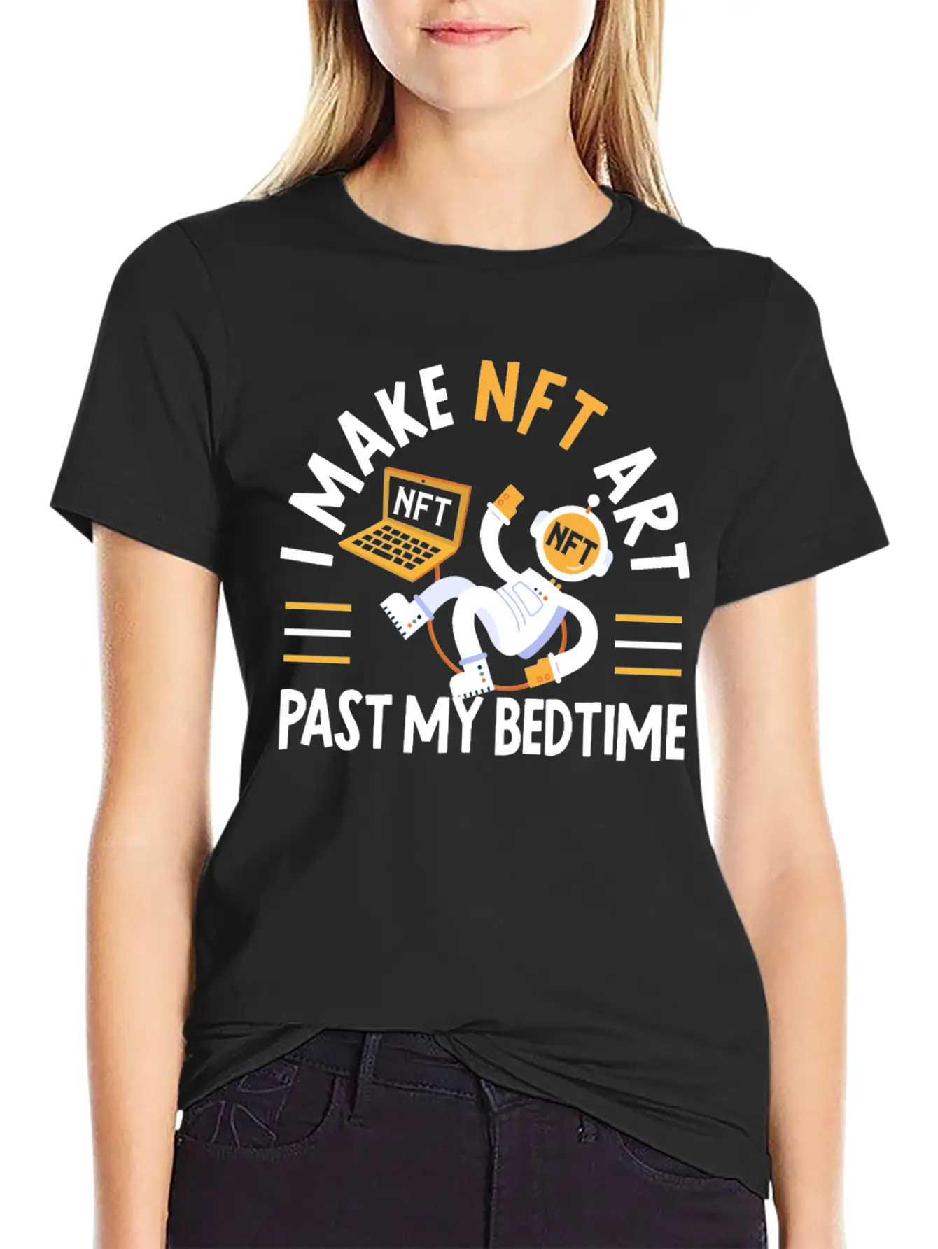 I Make NFT Art Past My Bedtime Non-Fungible Token Unisex Short Sleeve Soft Cotton T-Shirt – Casual Everyday Wear