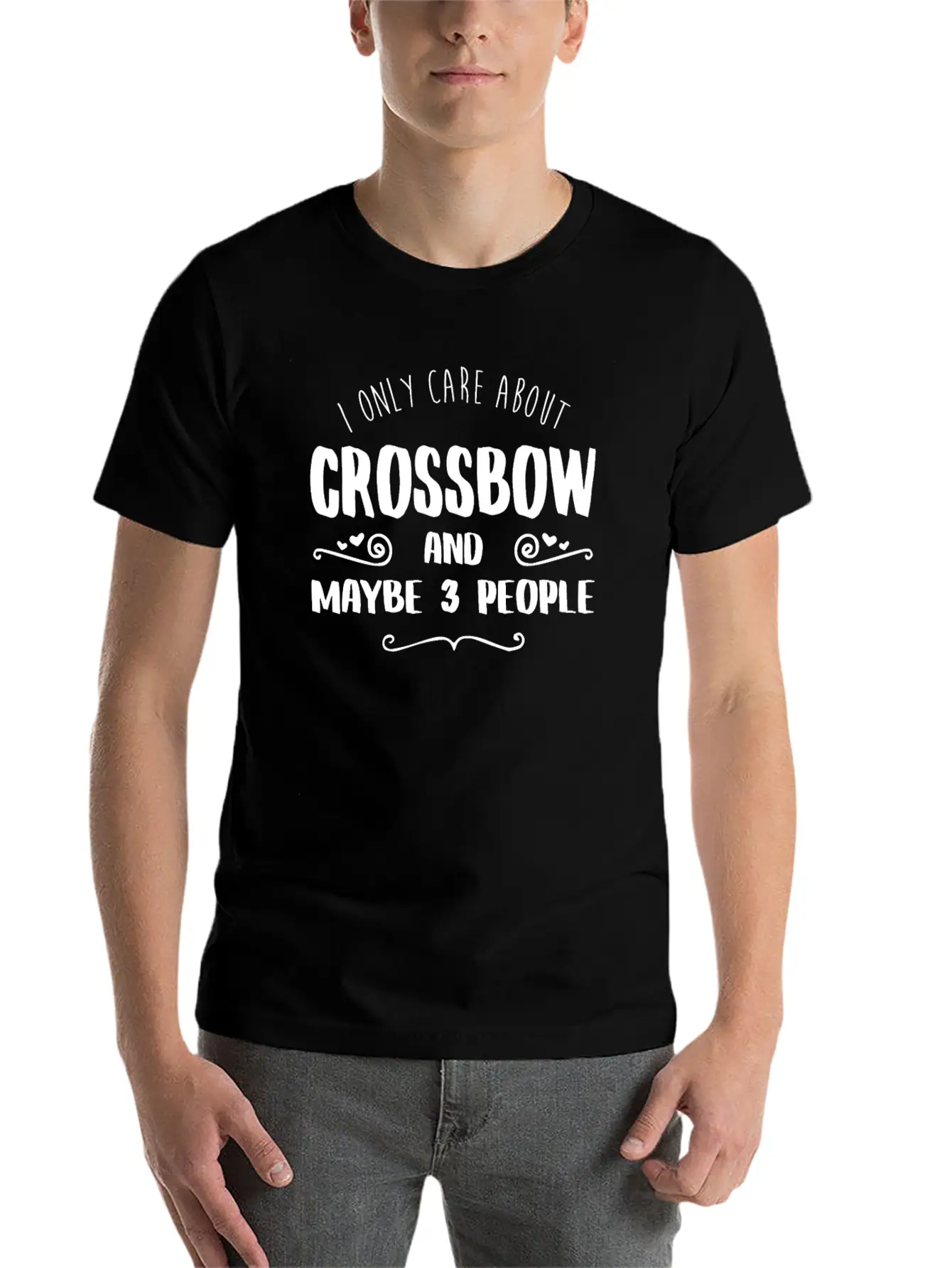 I Only Care About Crossbow FUNNY TSHIRT Unisex Short Sleeve Soft Cotton T-Shirt – Casual Everyday Wear