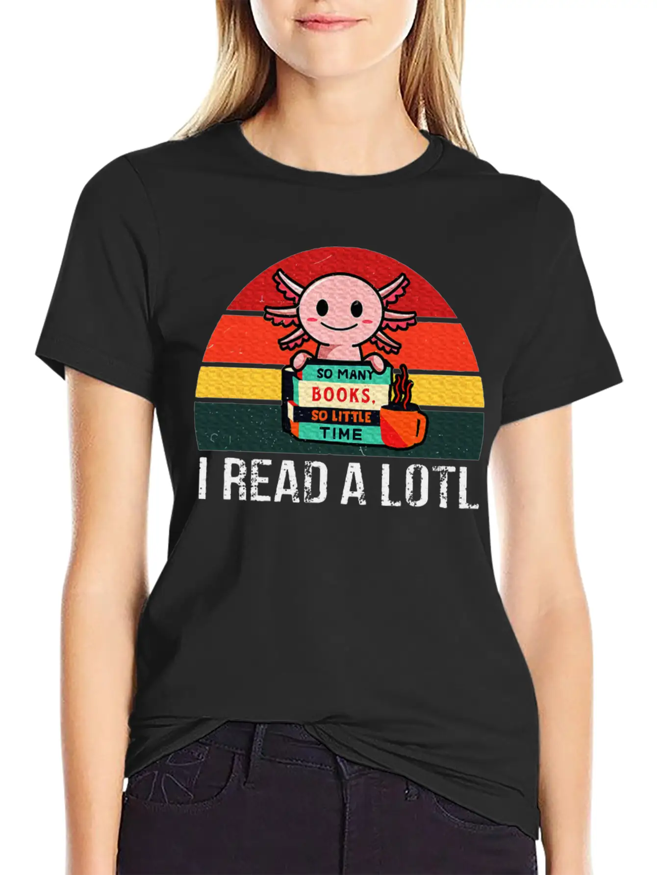 I Read A Lotl Readsolotl Axolotl Reading Readers Unisex Short Sleeve Soft Cotton T-Shirt – Casual Everyday Wear
