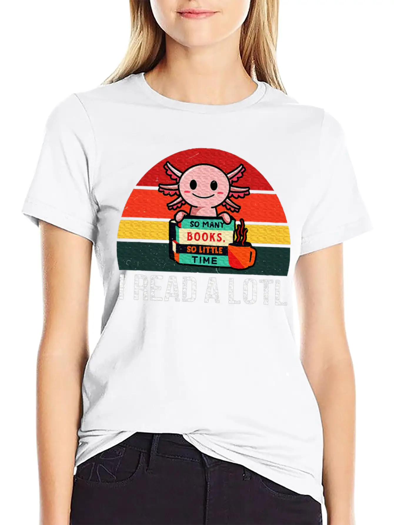 I Read A Lotl Readsolotl Axolotl Reading Readers Unisex Short Sleeve Soft Cotton T-Shirt – Casual Everyday Wear