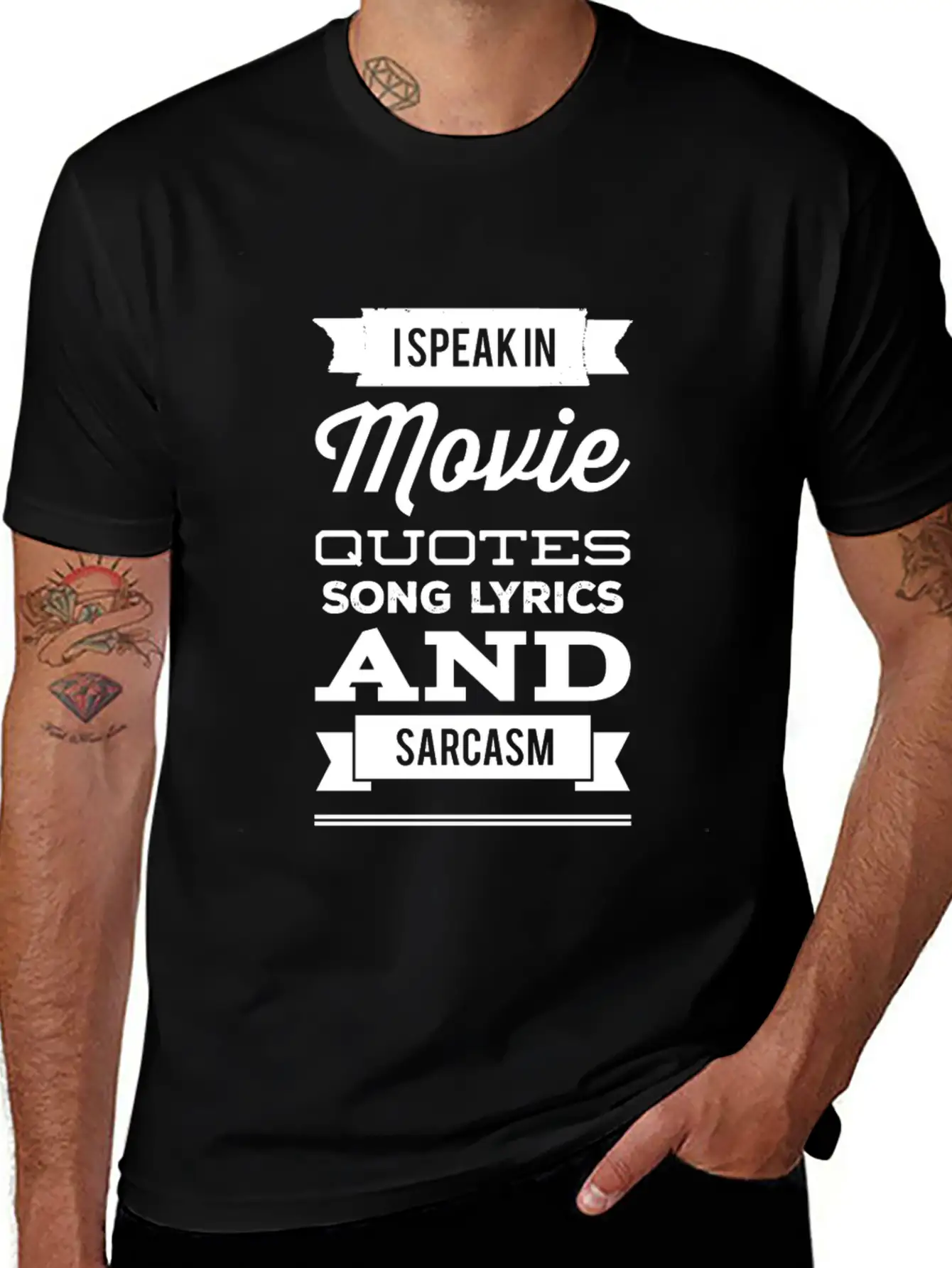 I Speak In Movie Quotes Song Lyrics And Sarcasm Unisex Casual T-Shirt – Clean Design For Daily Comfort