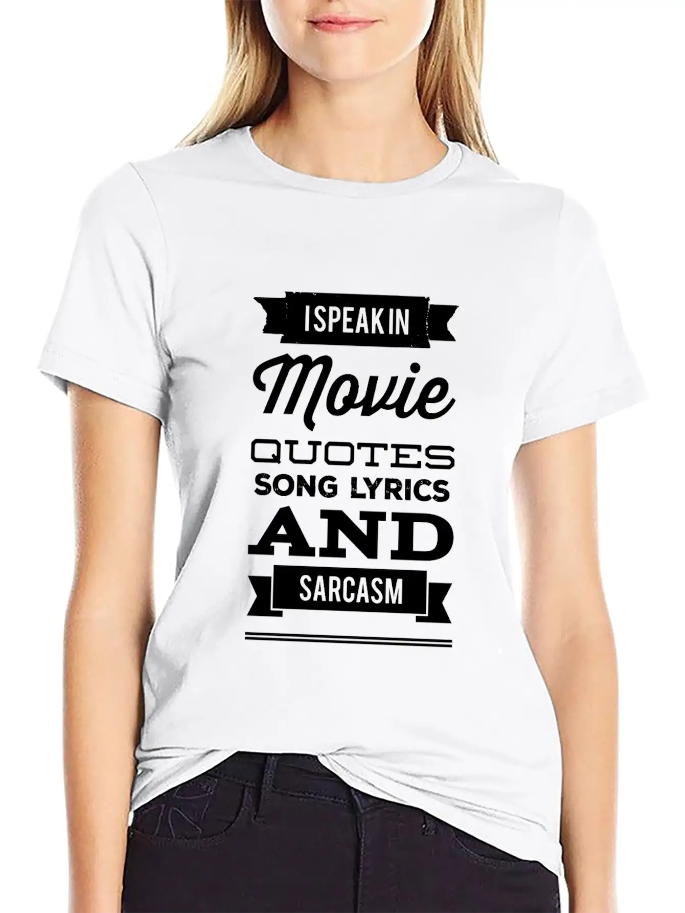 I Speak In Movie Quotes Song Lyrics And Sarcasm Unisex Casual T-Shirt – Clean Design For Daily Comfort